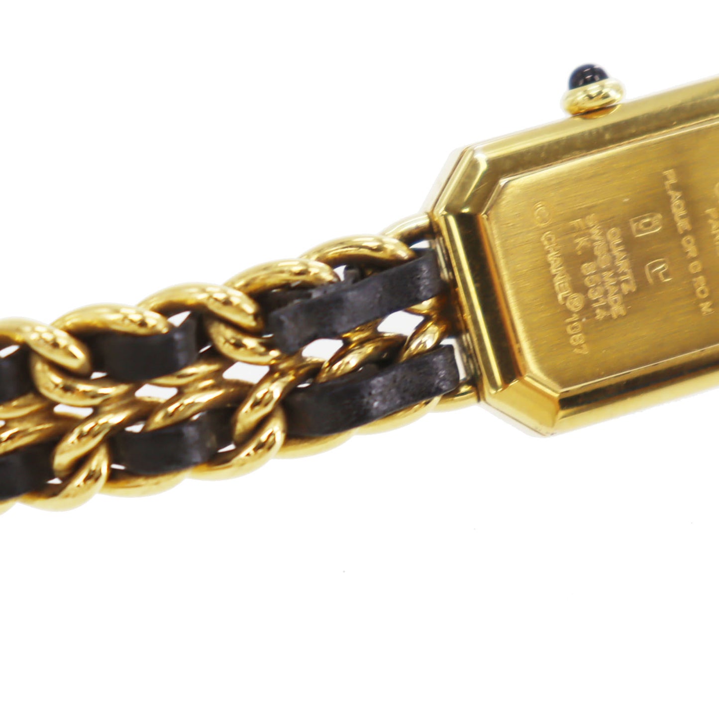 CHANEL Premiere Discontinued Wristwatches L Gold Black Quartz #CW937