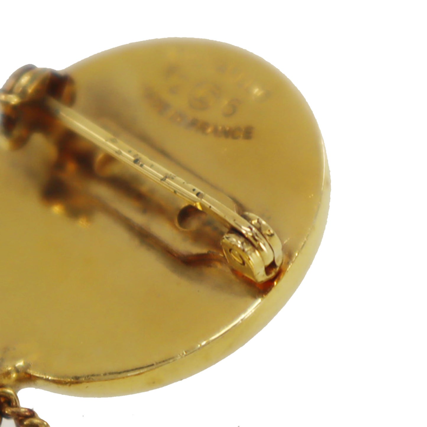 CHANEL CC Logo Used Matelasse Swing Pin Brooch Gold Plated 26 Vintage #BX144 S