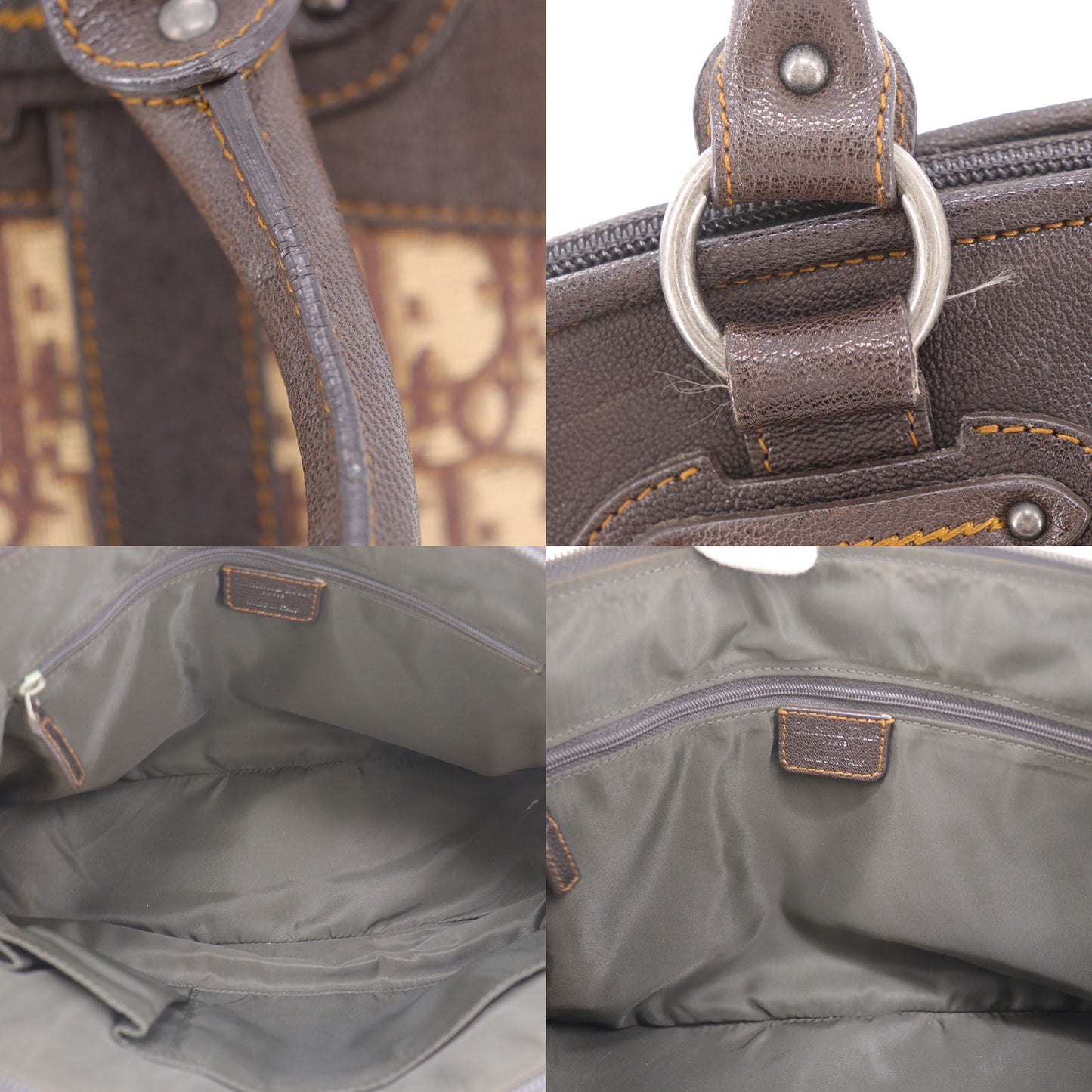 Christian Dior Trotter Handbag Brown Canvas Vintage #AH633