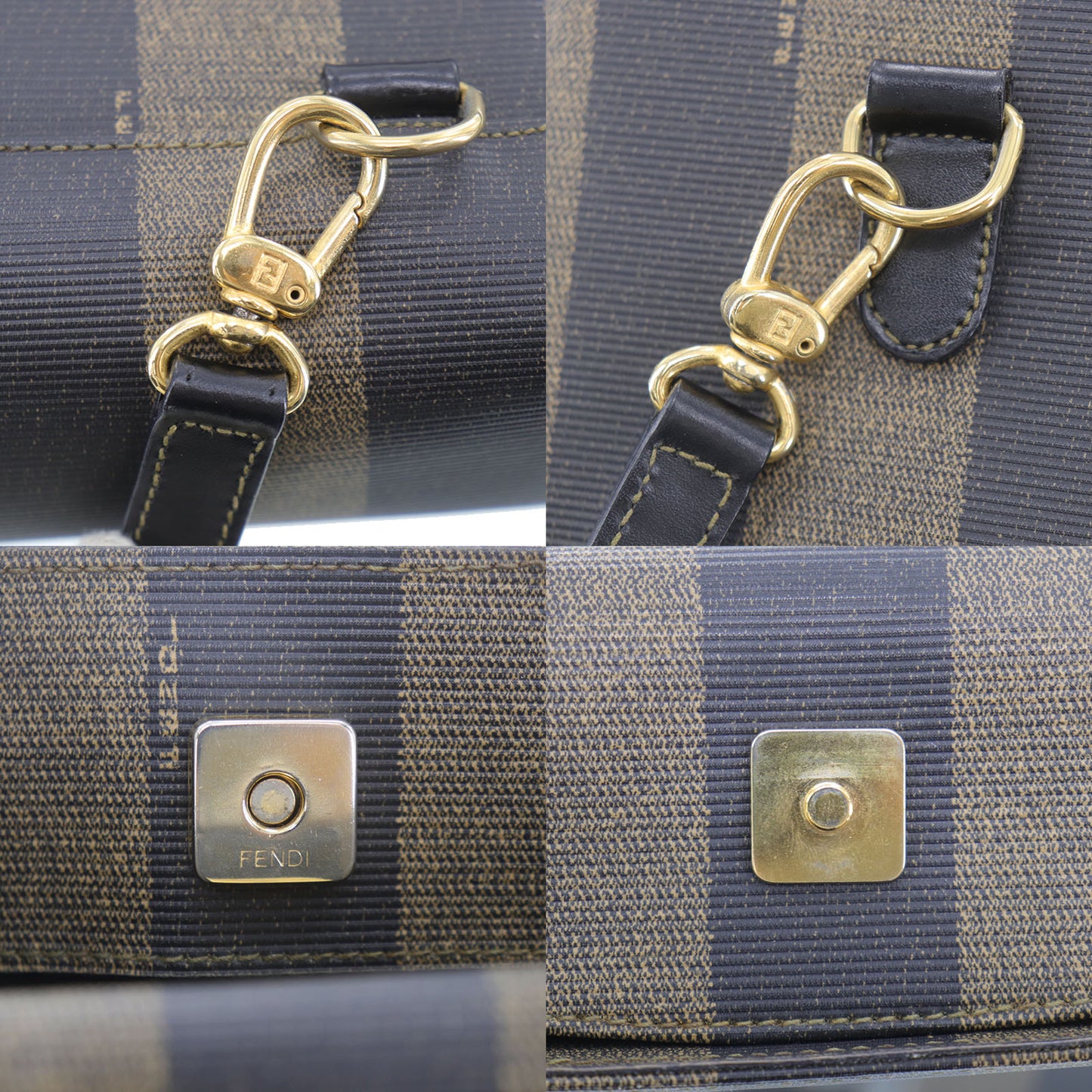 FENDI Pequin 2way Handbag Backpack Black Brown PVC #AH637