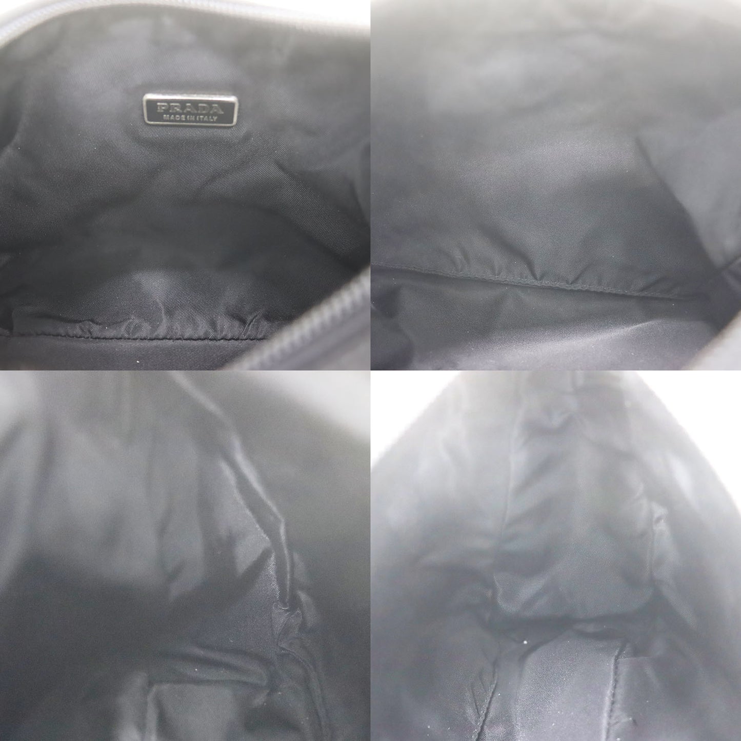 PRADA Hobo Logos Handbag Black Nylon Pouch #CS702