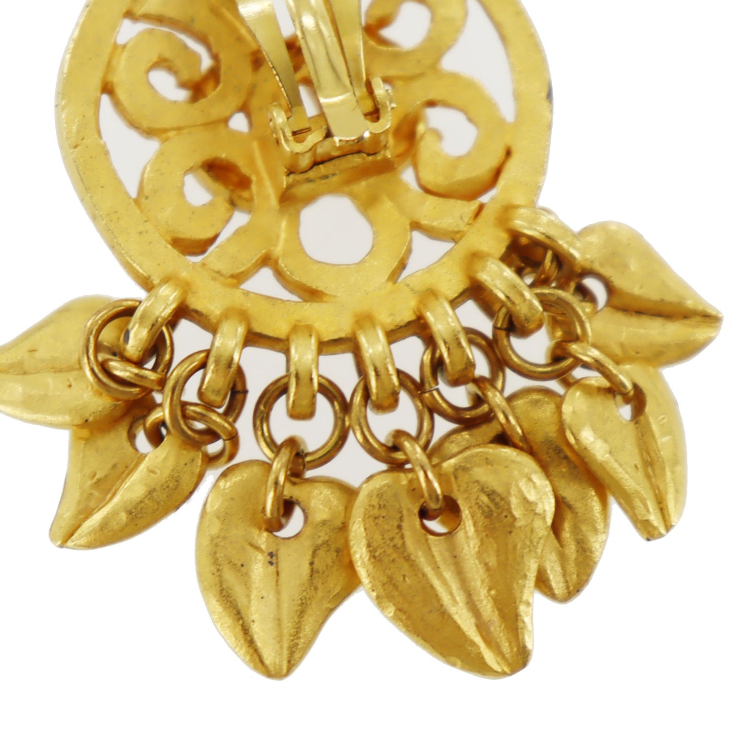 CHANEL CC Logos Earrings Gold Clip-On 95P #AH668