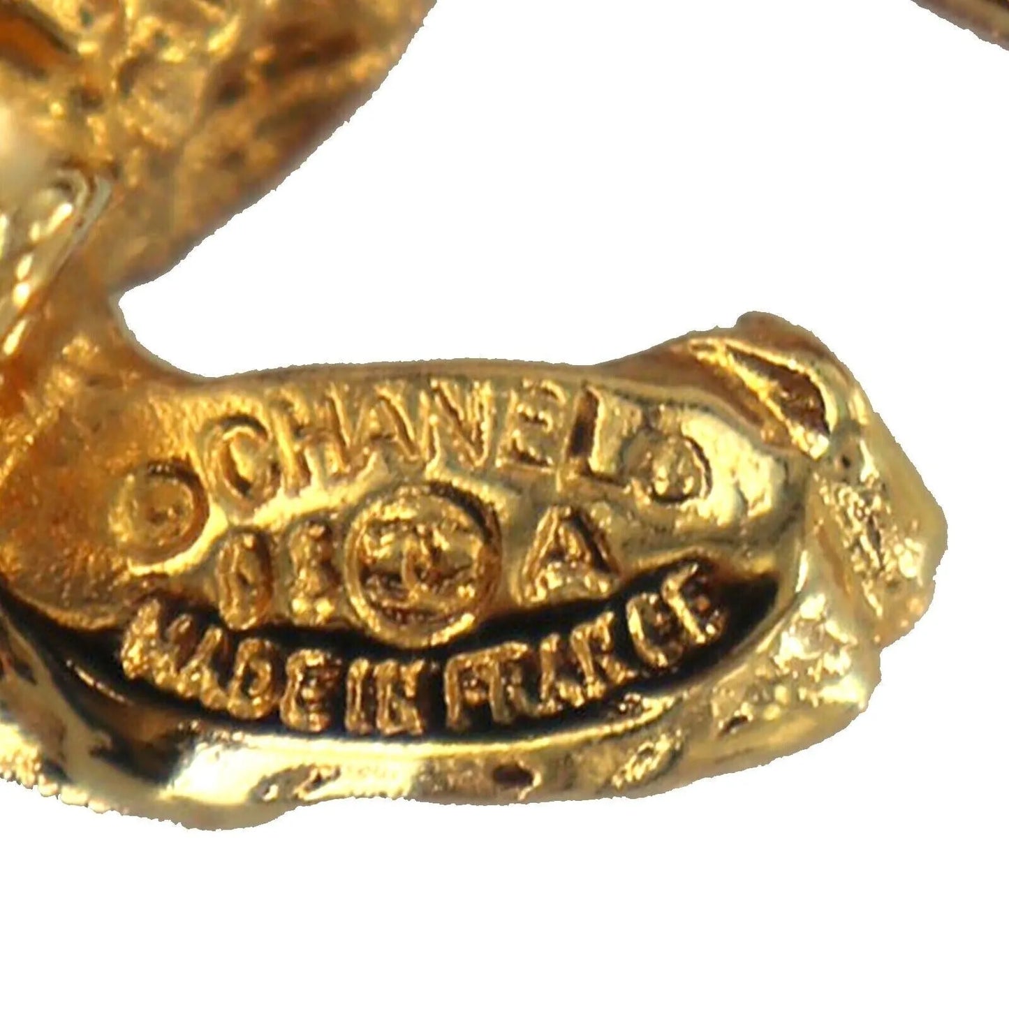 CHANEL CC Logos Earrings Gold Clip-On 95A #AE654