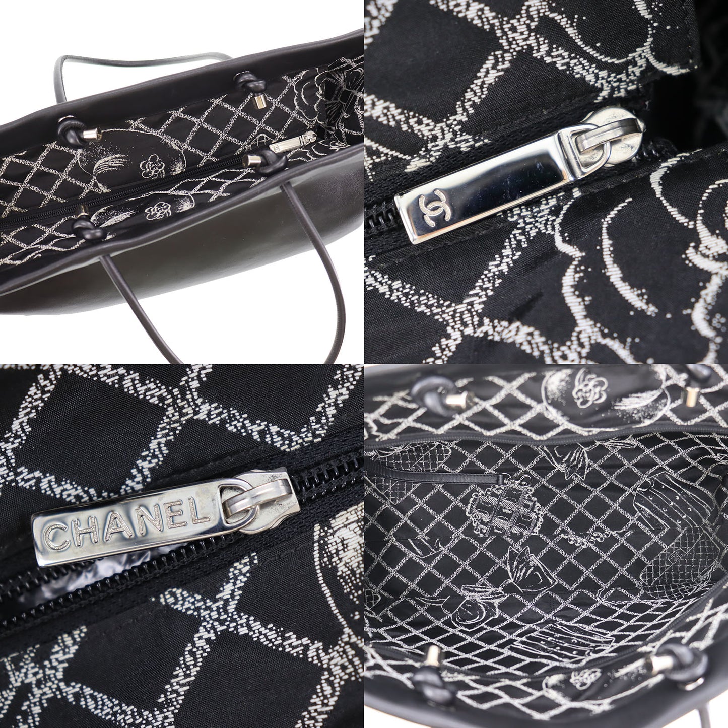 CHANEL Logo Shoulder Tote Bag Leather #CL42