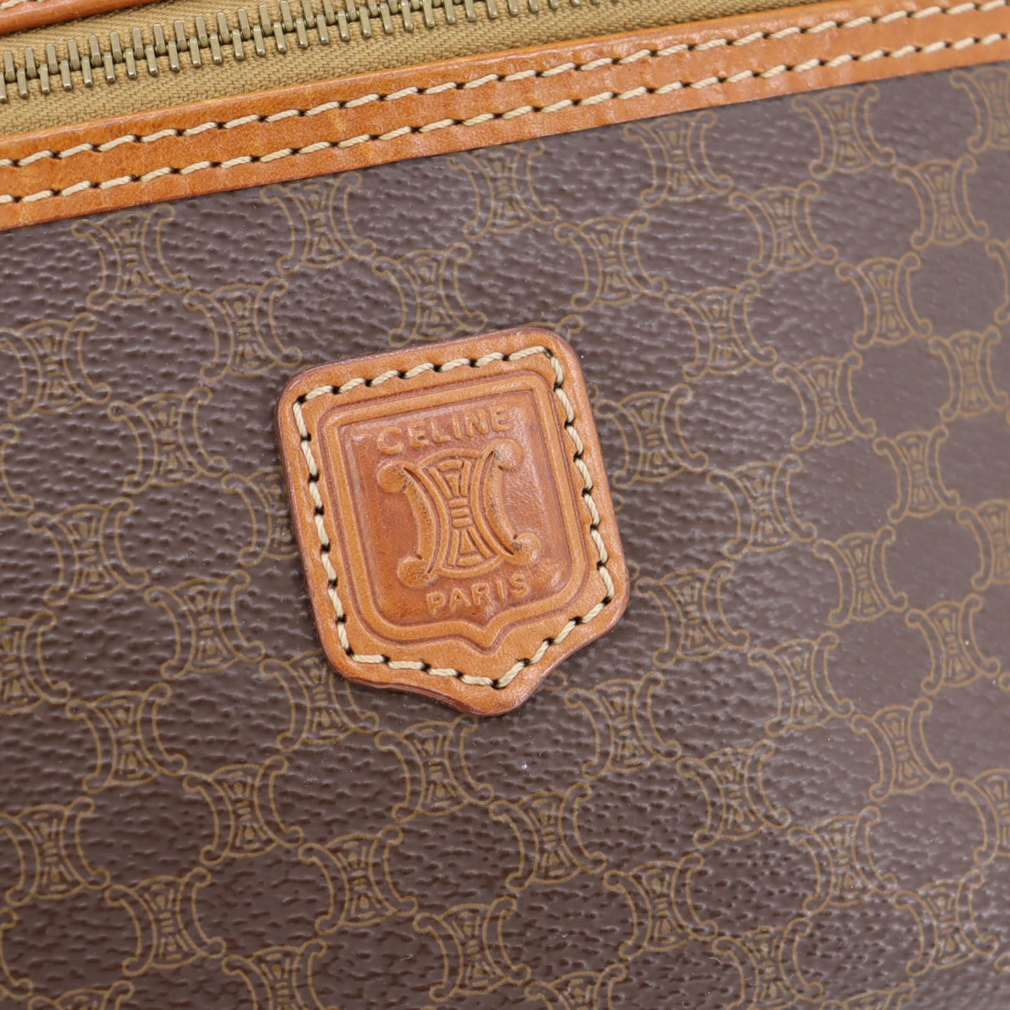 CELINE Macadam Pattern HandBag Brown PVC Leather #AH75