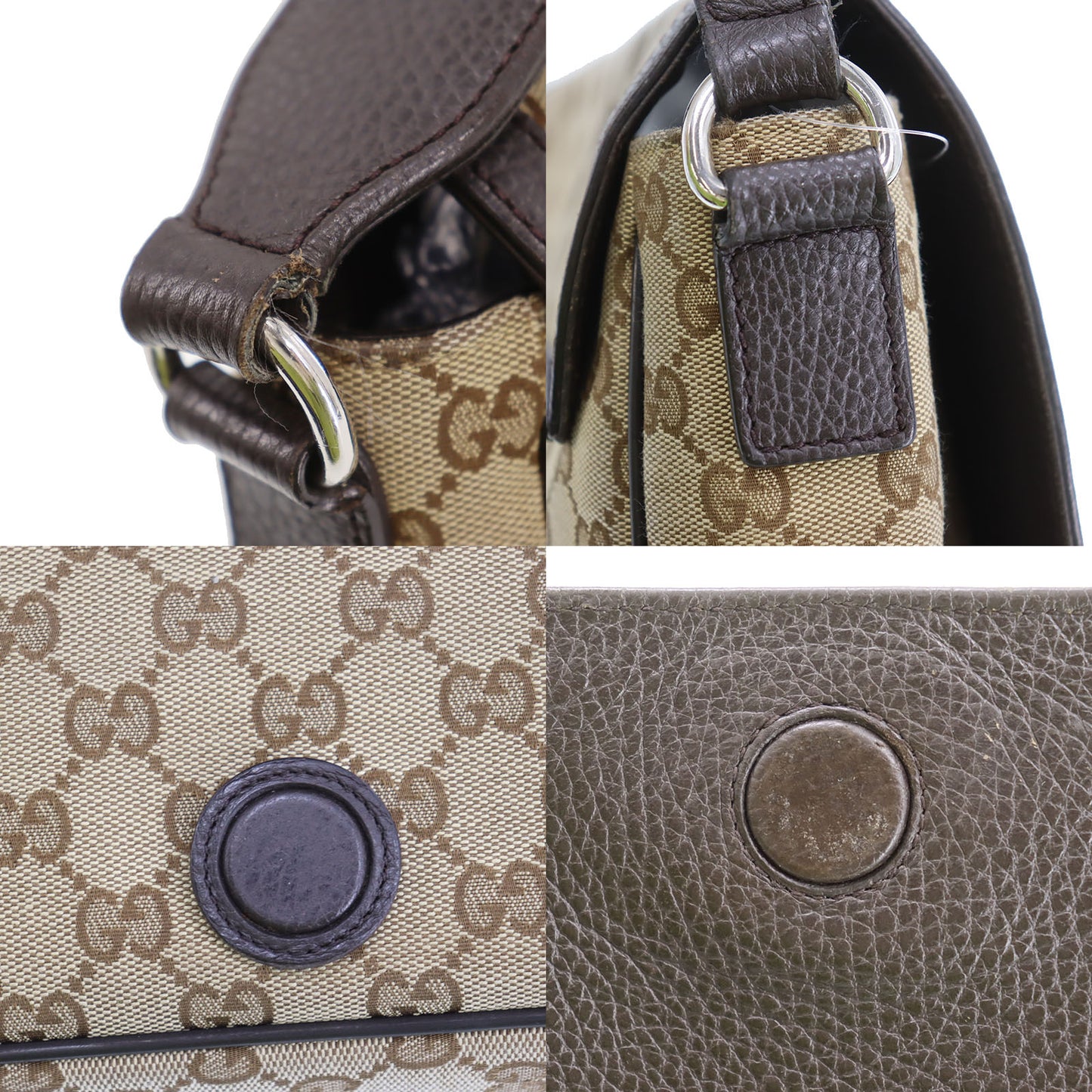 GUCCI Original GG Canvas Crossbody Shoulder Bag Brown #CP347