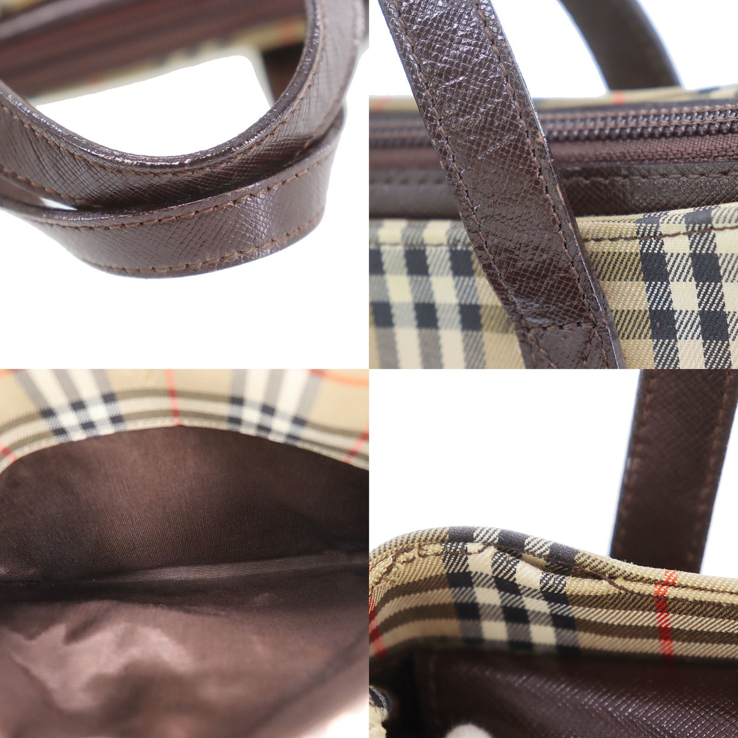 Burberry Burberry Check Mini Tote Handbag Beige Brown Canvas #CL258