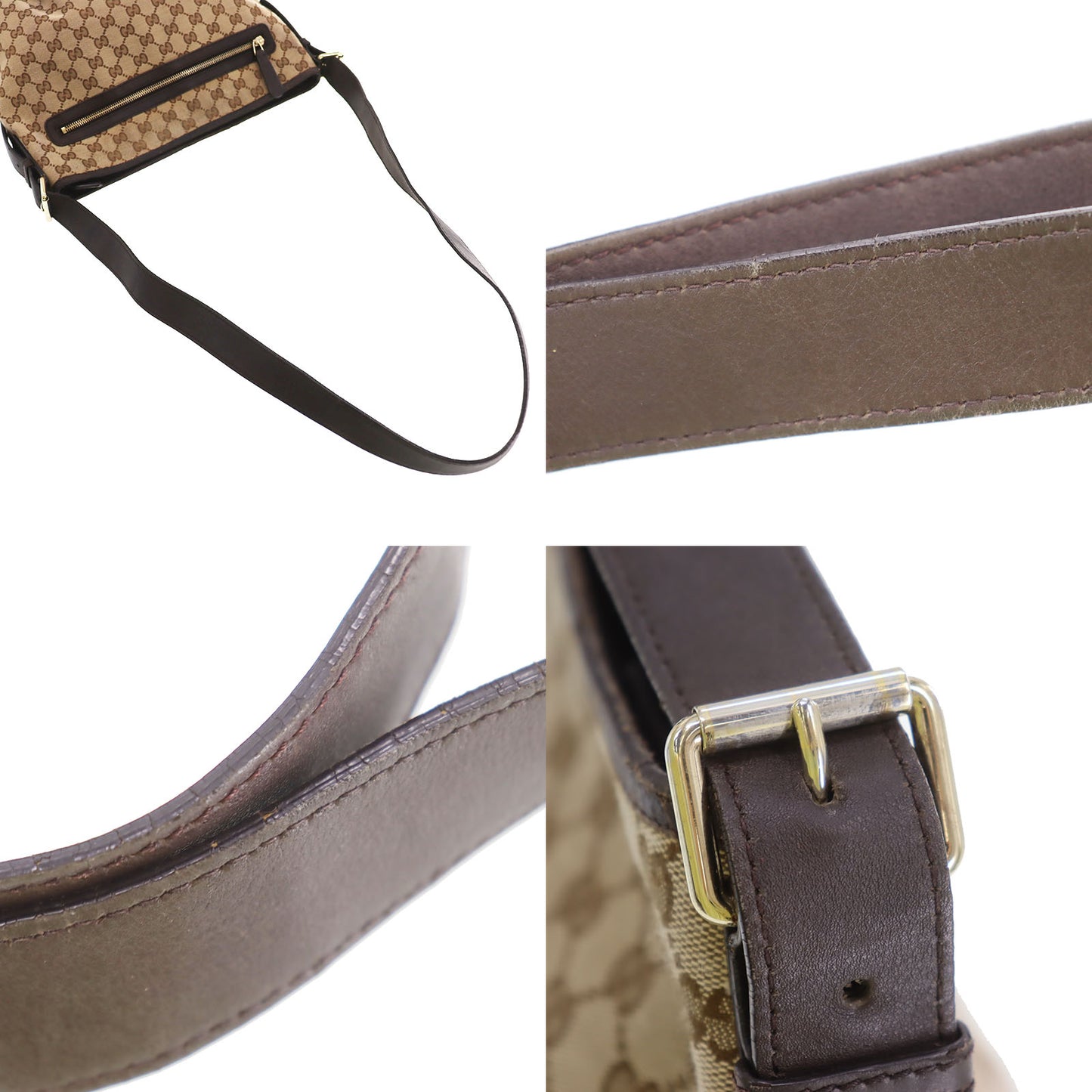 GUCCI Original GG Canvas Crossbody Shoulder Bag Brown #CS801