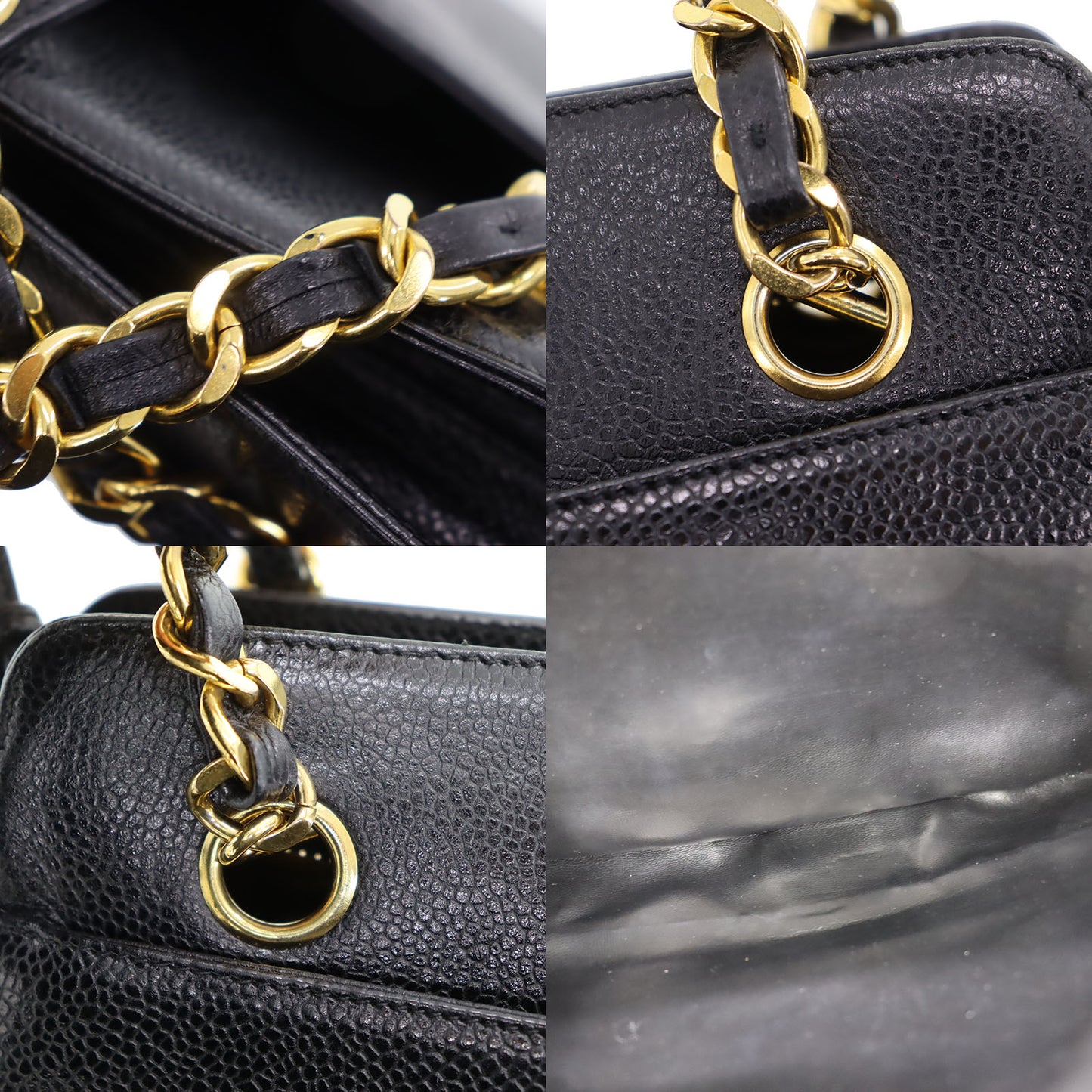 CHANEL CC Shoulder Bag Black Caviar Skin Leather #CG492