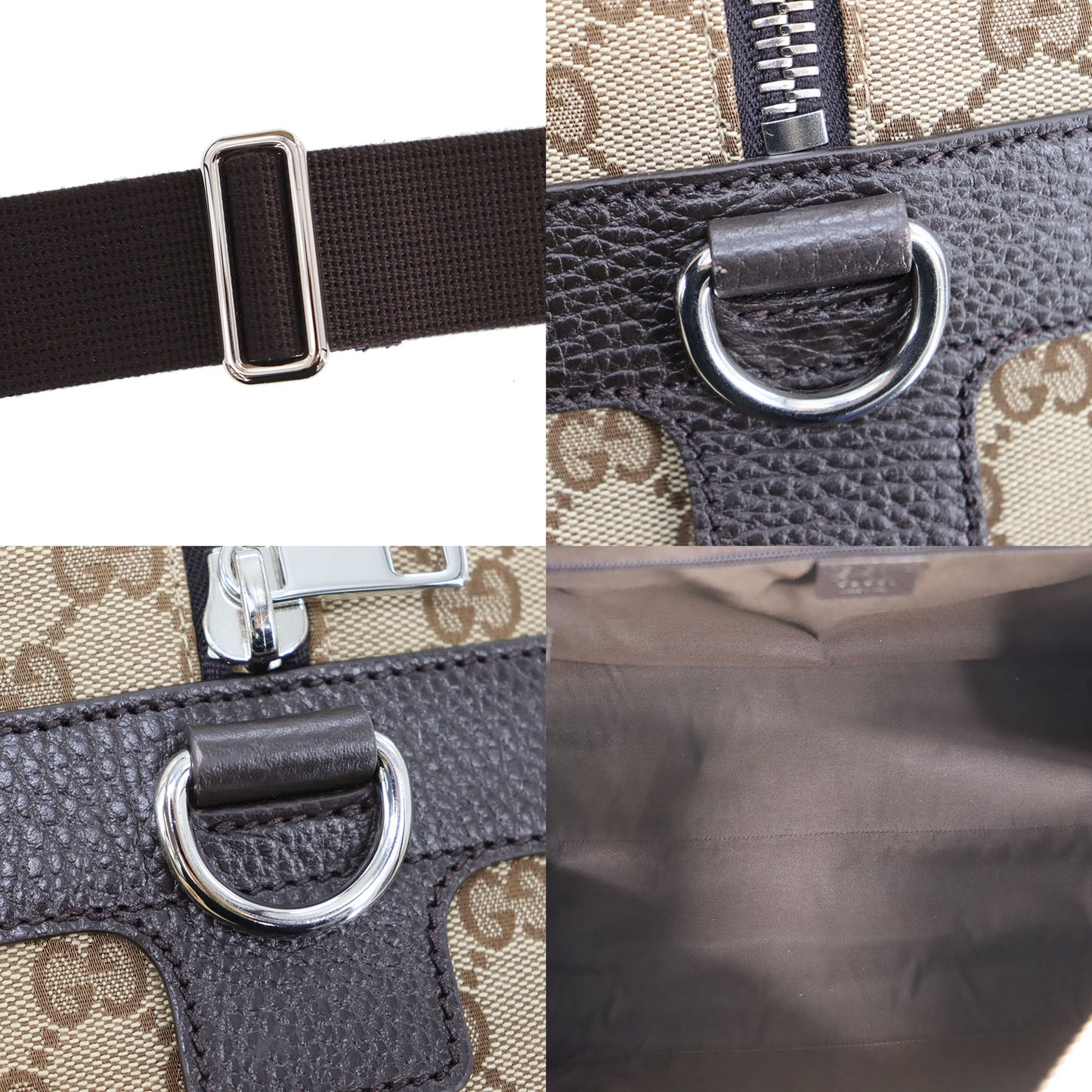GUCCI Original GG Canvas Handbag Travel Bag Brown #CD787