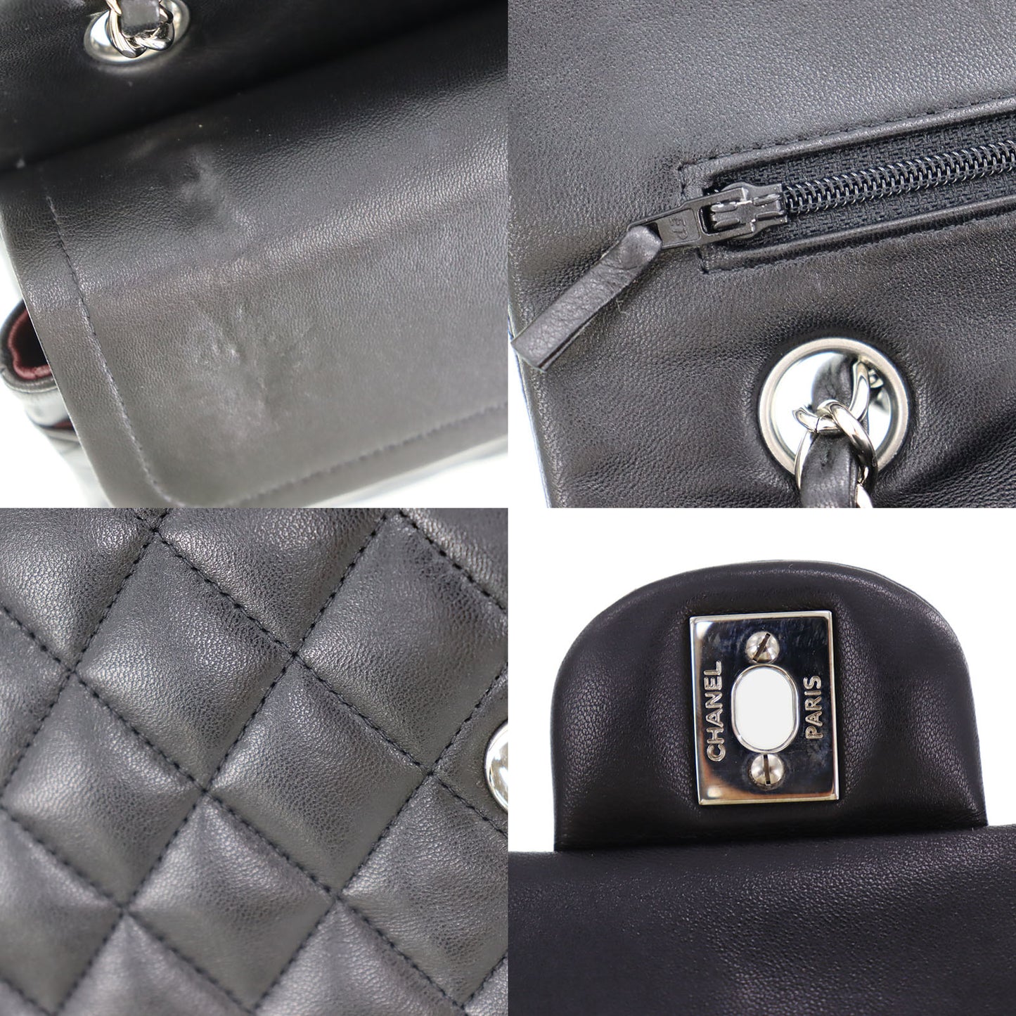 CHANEL Matelasse 25 Double Flap Shoulder Bag Black Lambskin #CJ765