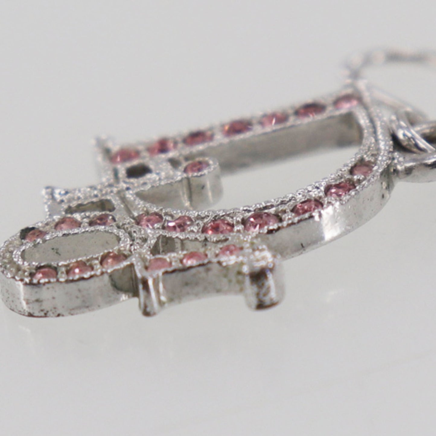 Christian Dior Logos Rhinestones Hook Pierced Earrings Silver Plated #EH4