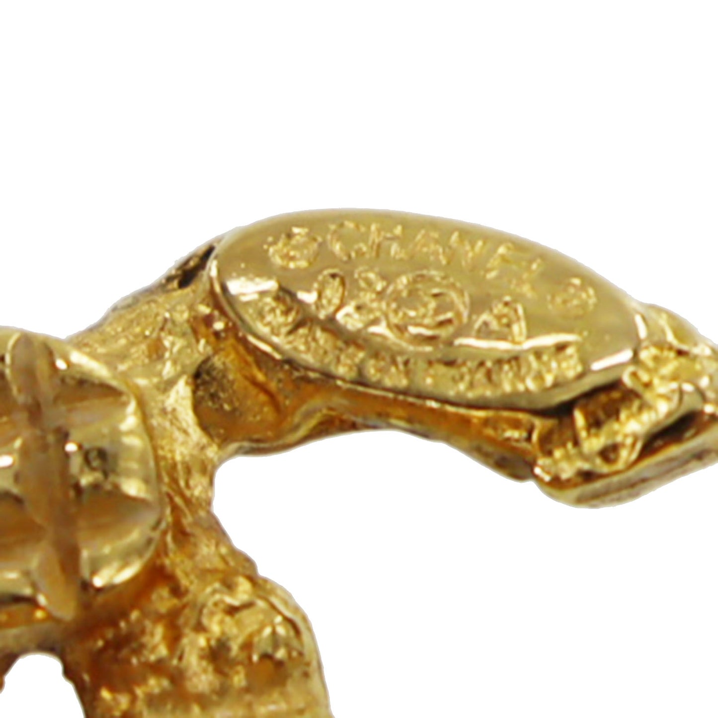 CHANEL CC Logos Earrings Gold Clip-On 03A #AG186