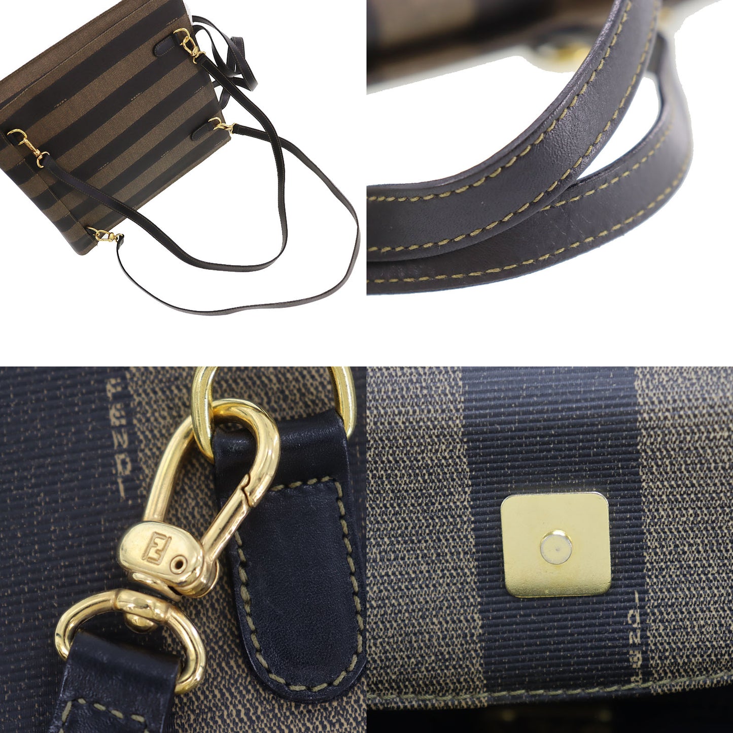 FENDI Pequin 2way Handbag Backpack Brown Black PVC #AH638