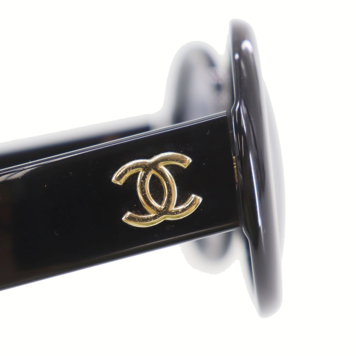 CHANEL CC Logos Sunglasses Black Round Eye Wear #CP867