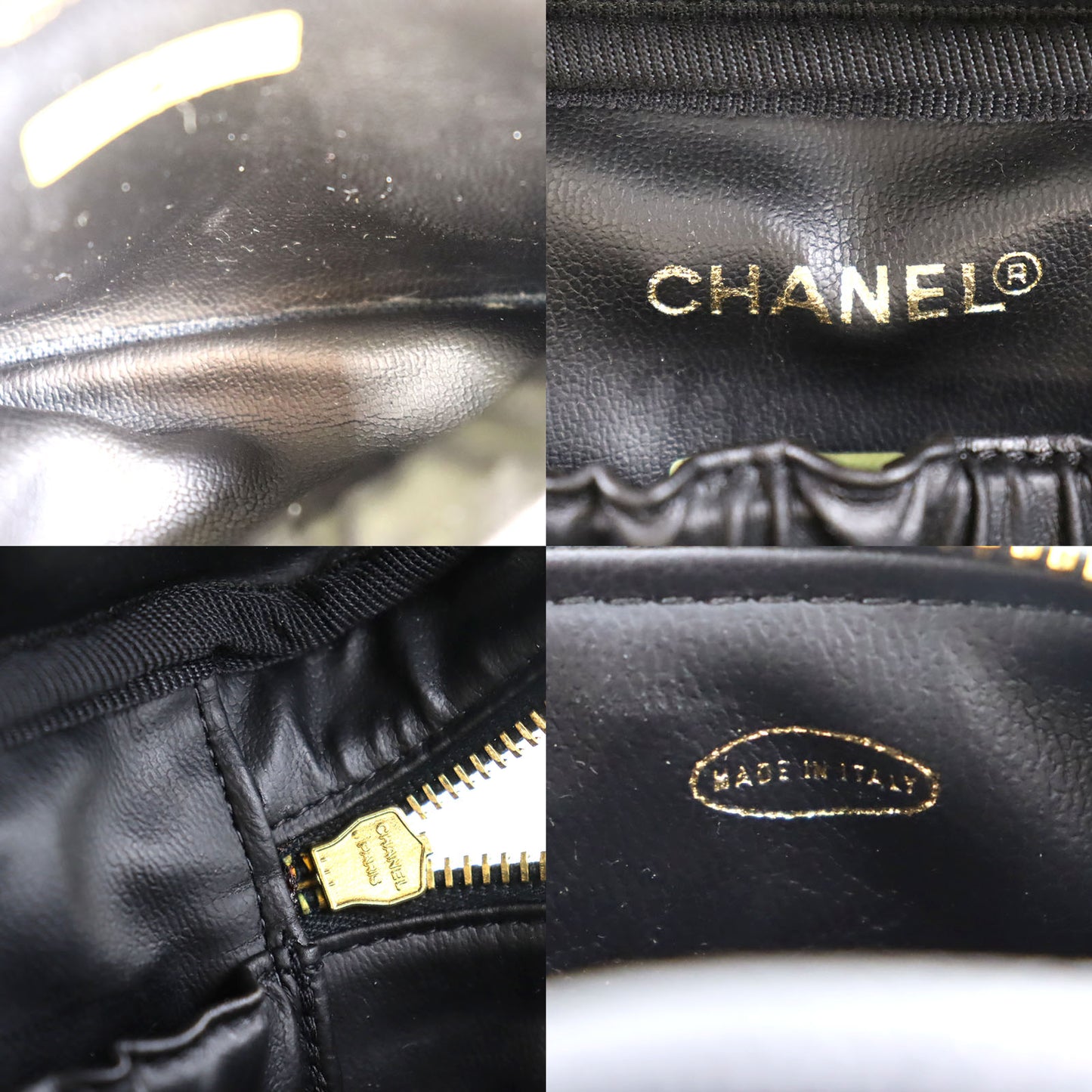 CHANEL CC Handbag Vanity Black Caviar Skin Leather #AG646