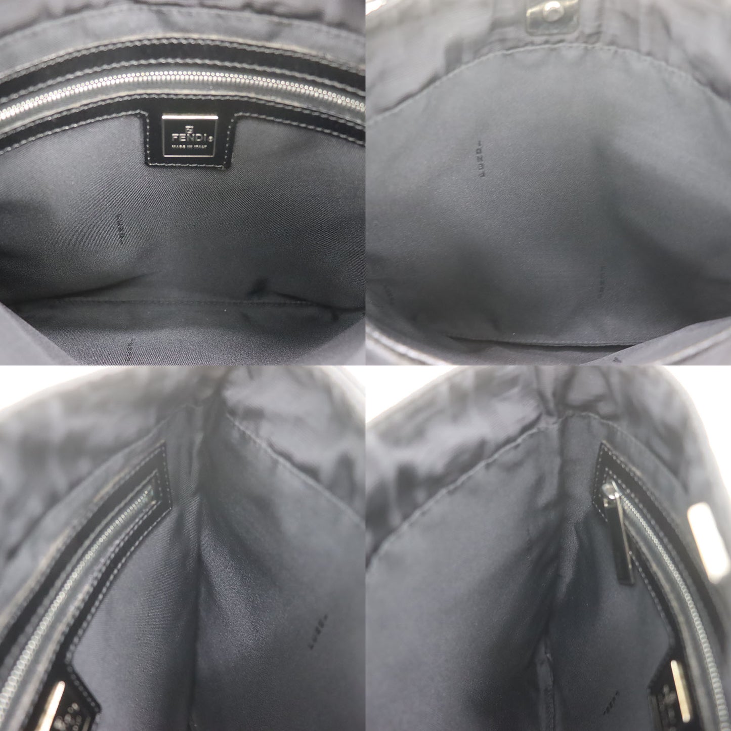 FENDI Zucca Shoulder Handbag Black Canvas #AG704