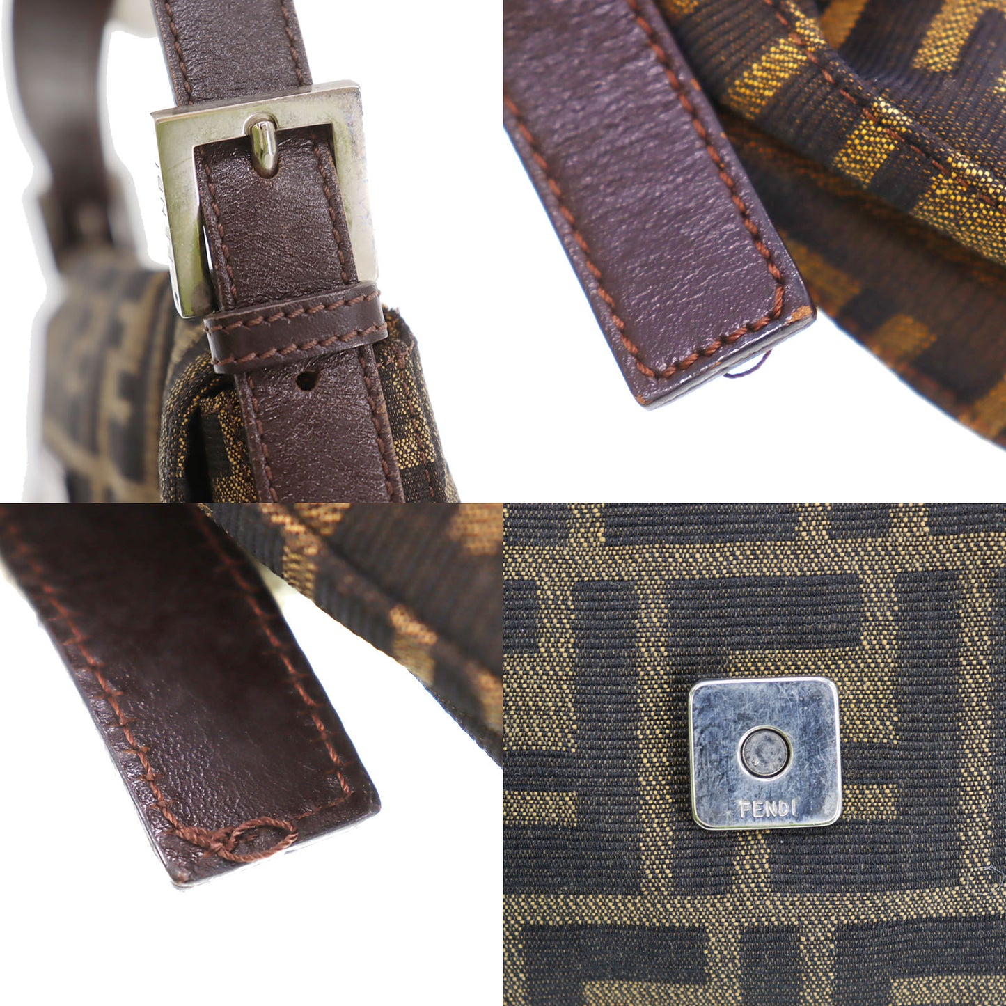 FENDI Zucca Mamma Bucket Handbag Brown #CO753