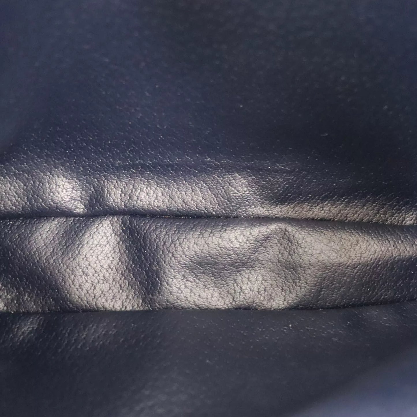 CELINE Logos Shoulder Bag Navy Leather #AH82
