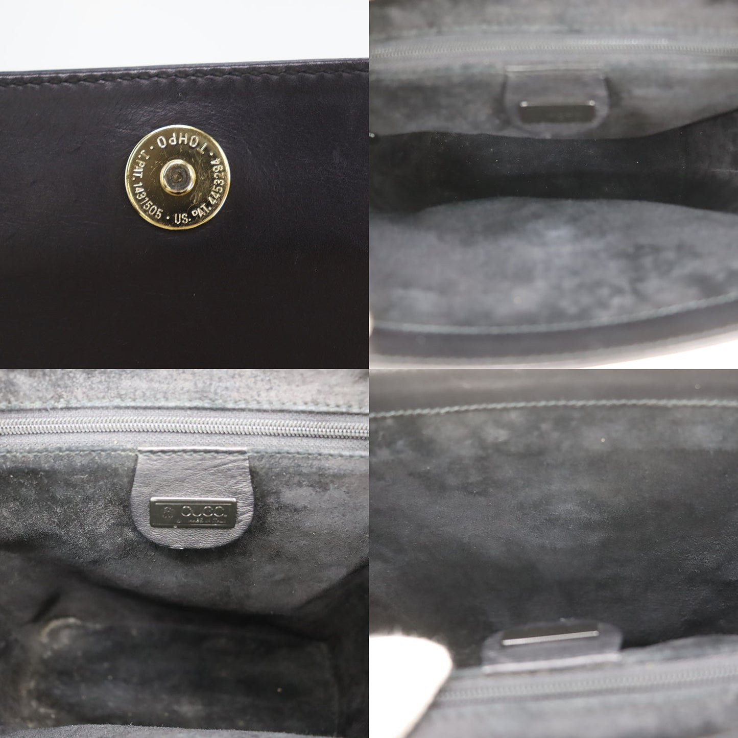 GUCCI Logos Crossbody Leather Shoulder Bag Black #CL63