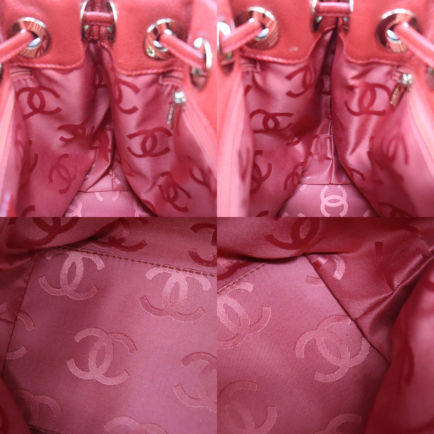 CHANEL CC Shoulder Handbag Red Caviar Skin Leather #CD264