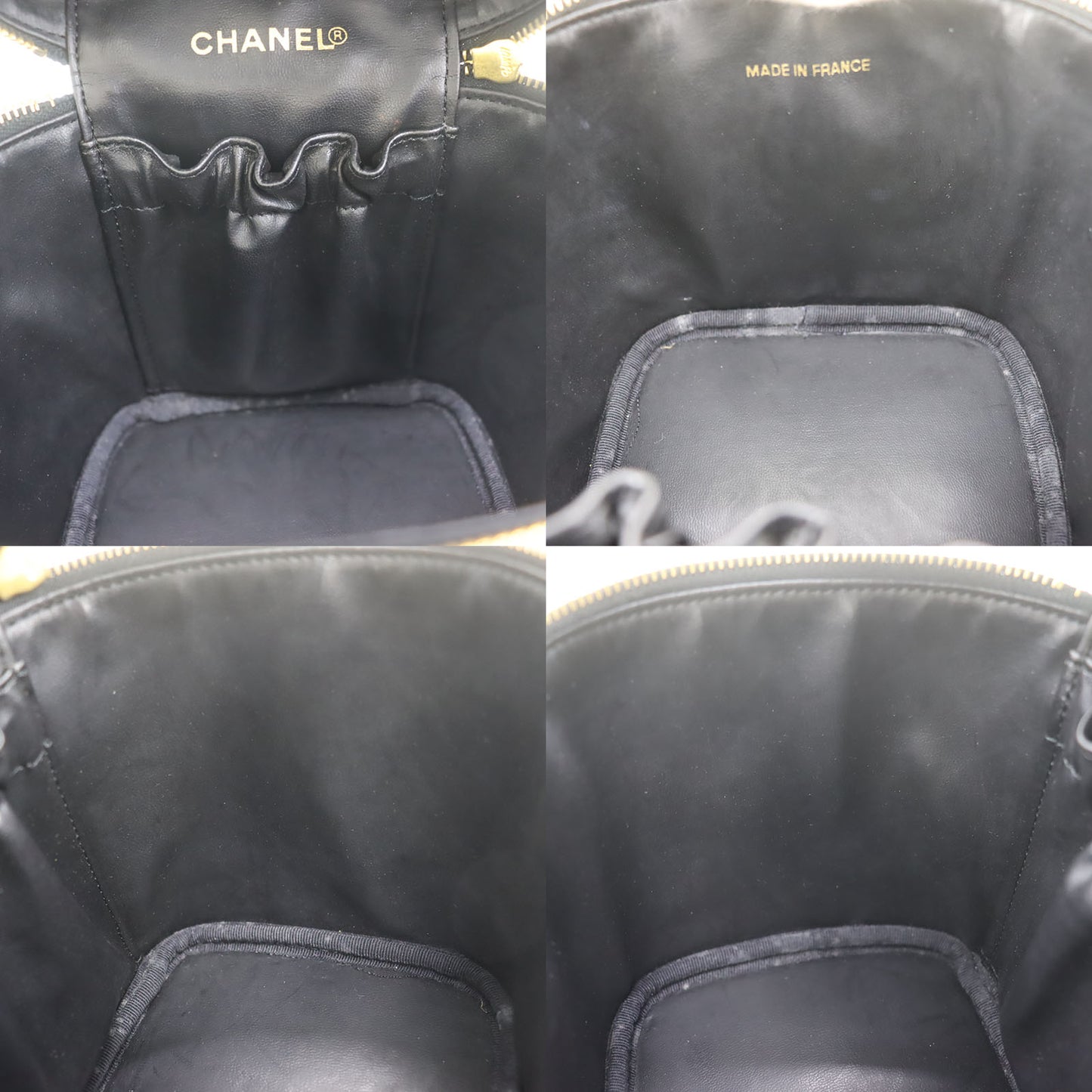 CHANEL CC Handbag Vanity Black Caviar Skin Leather #CP939