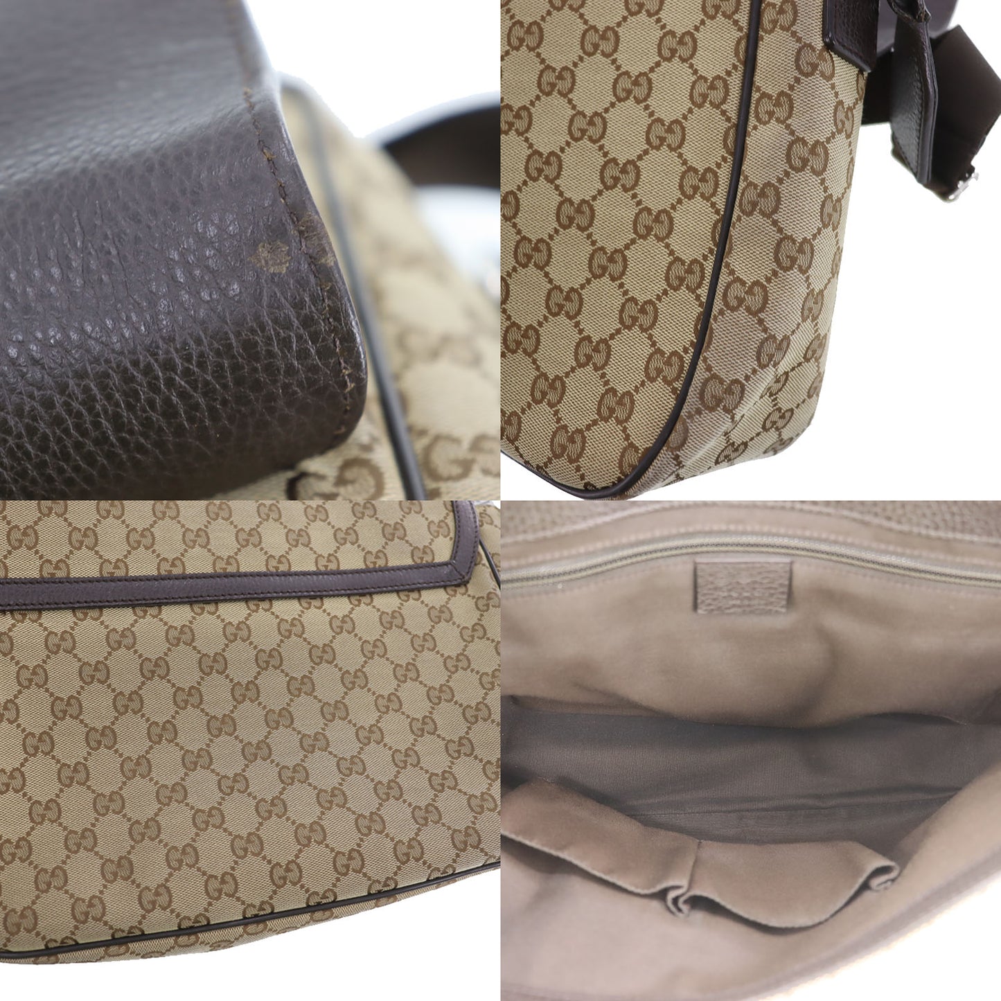 GUCCI Original GG Canvas Crossbody Shoulder Bag Brown #CP347