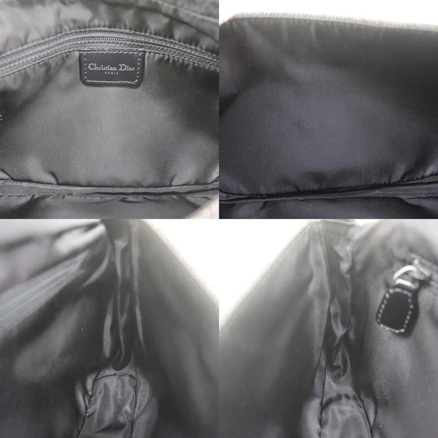 Christian Dior Maris Pearl Handbag Black Denim Canvas #CG970