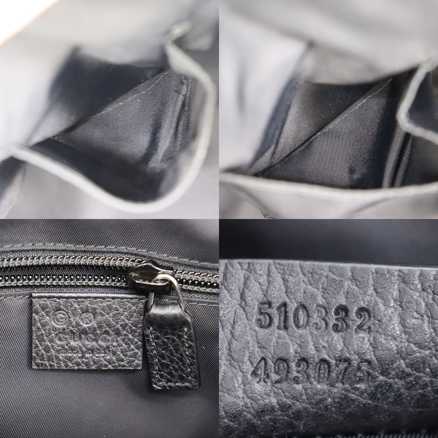 GUCCI Original GG Hand Shoulder Bag Black Nylon #AG798
