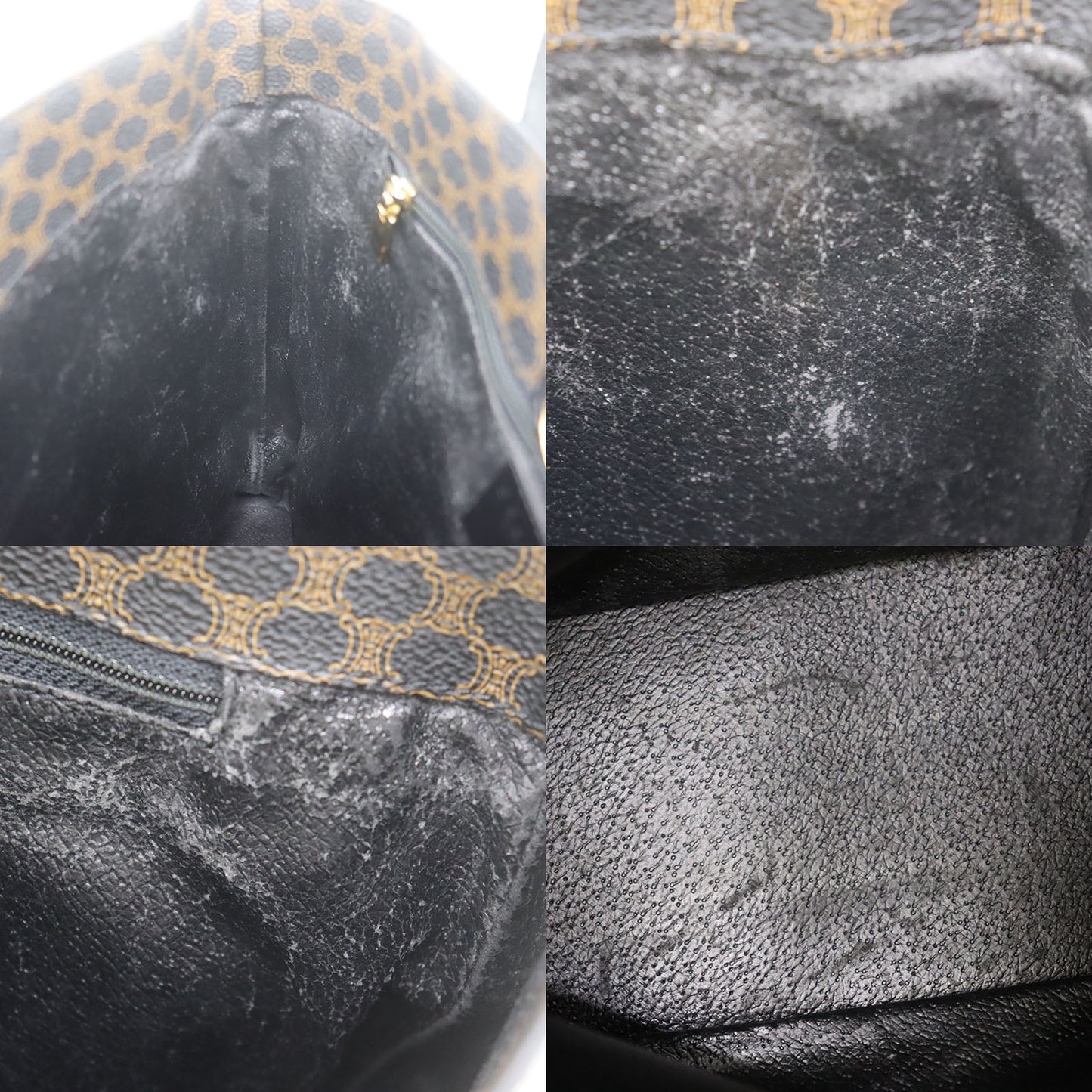 CELINE Macadam Pattern Handbag Black PVC Leather #AG641