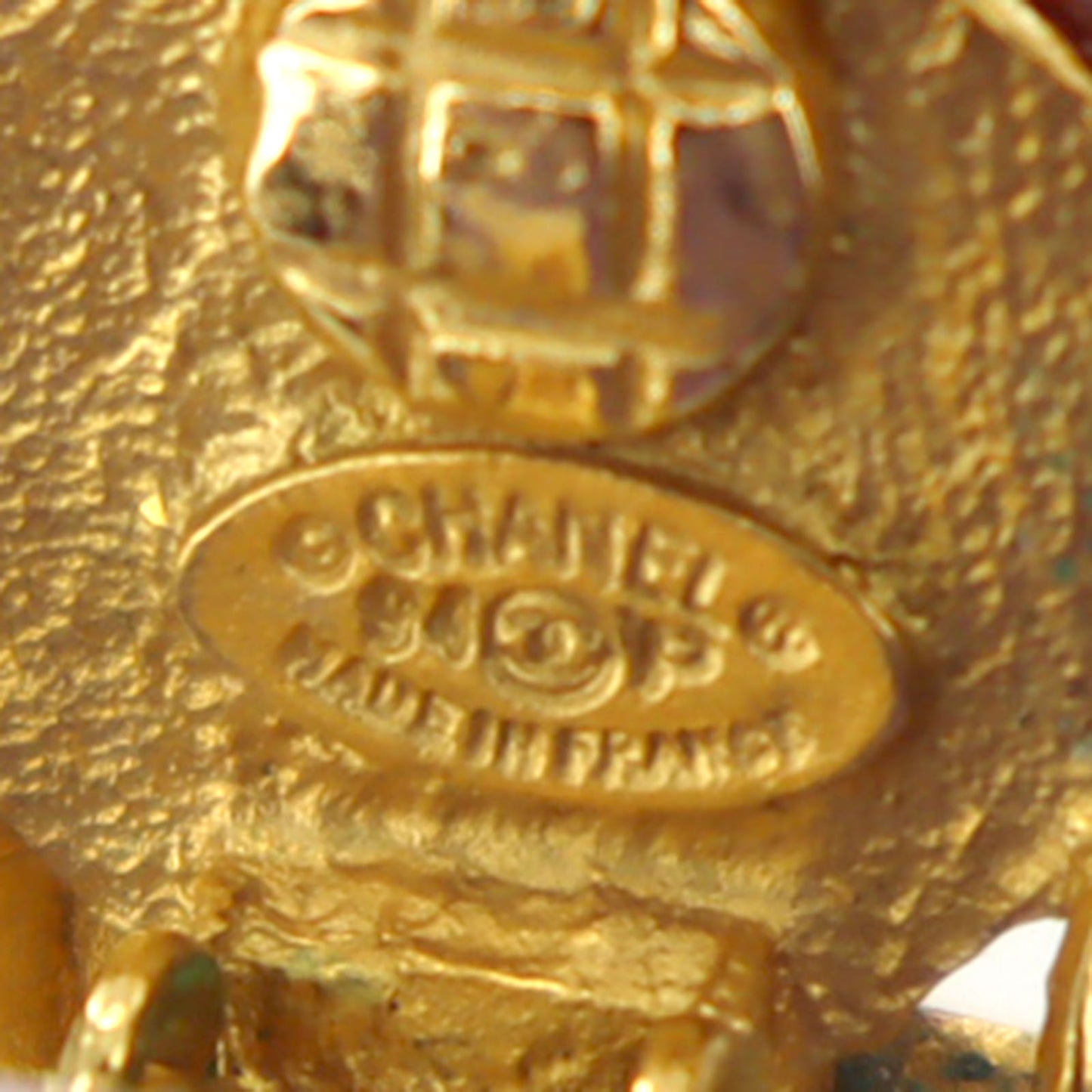 CHANEL CC Logos Spiral Circle Stone Earrings Gold Clip-On #AG839