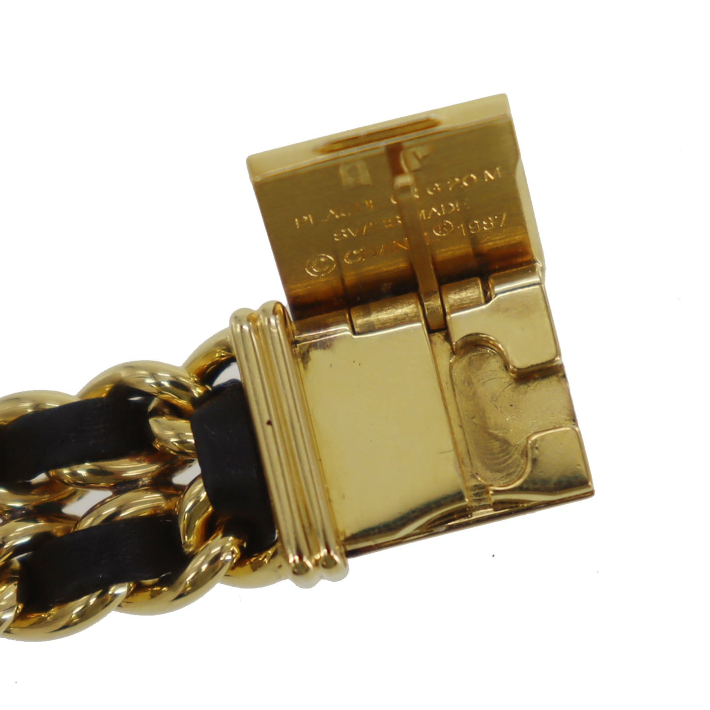 CHANEL Premiere Discontinued Wristwatches L Gold Black Quartz #CO501