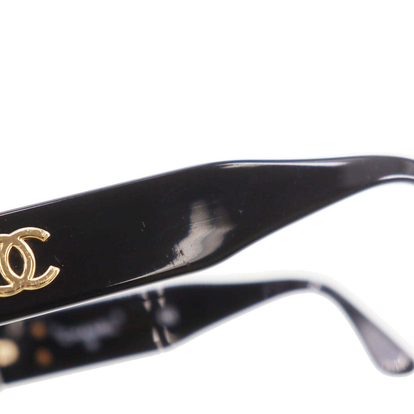 CHANEL CC Logos Sunglasses Black Round Eye Wear #CP867