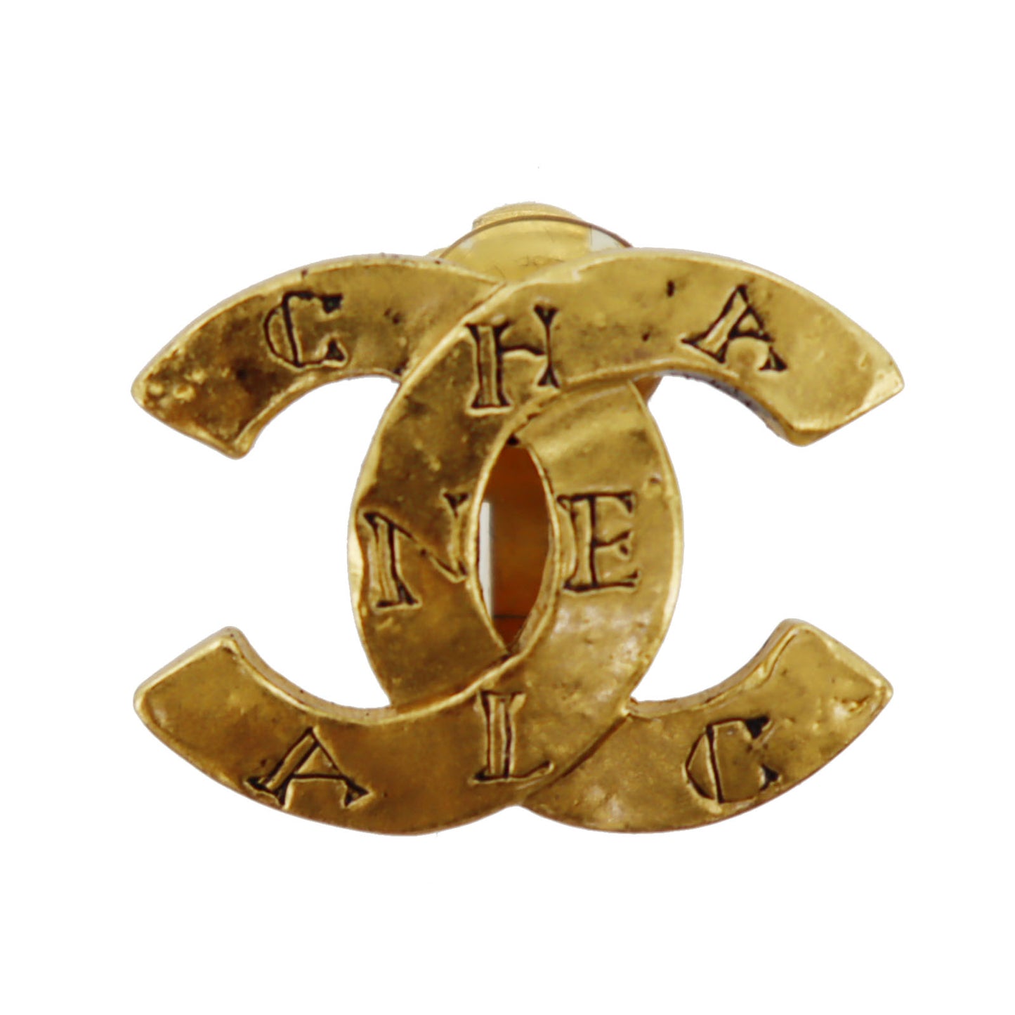CHANEL CC Logos Earrings Gold Clip-On 99A #CA589