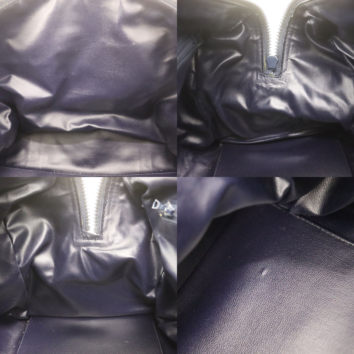 CELINE Macadam Pattern Boston Handbag Navy PVC Leather #AH231