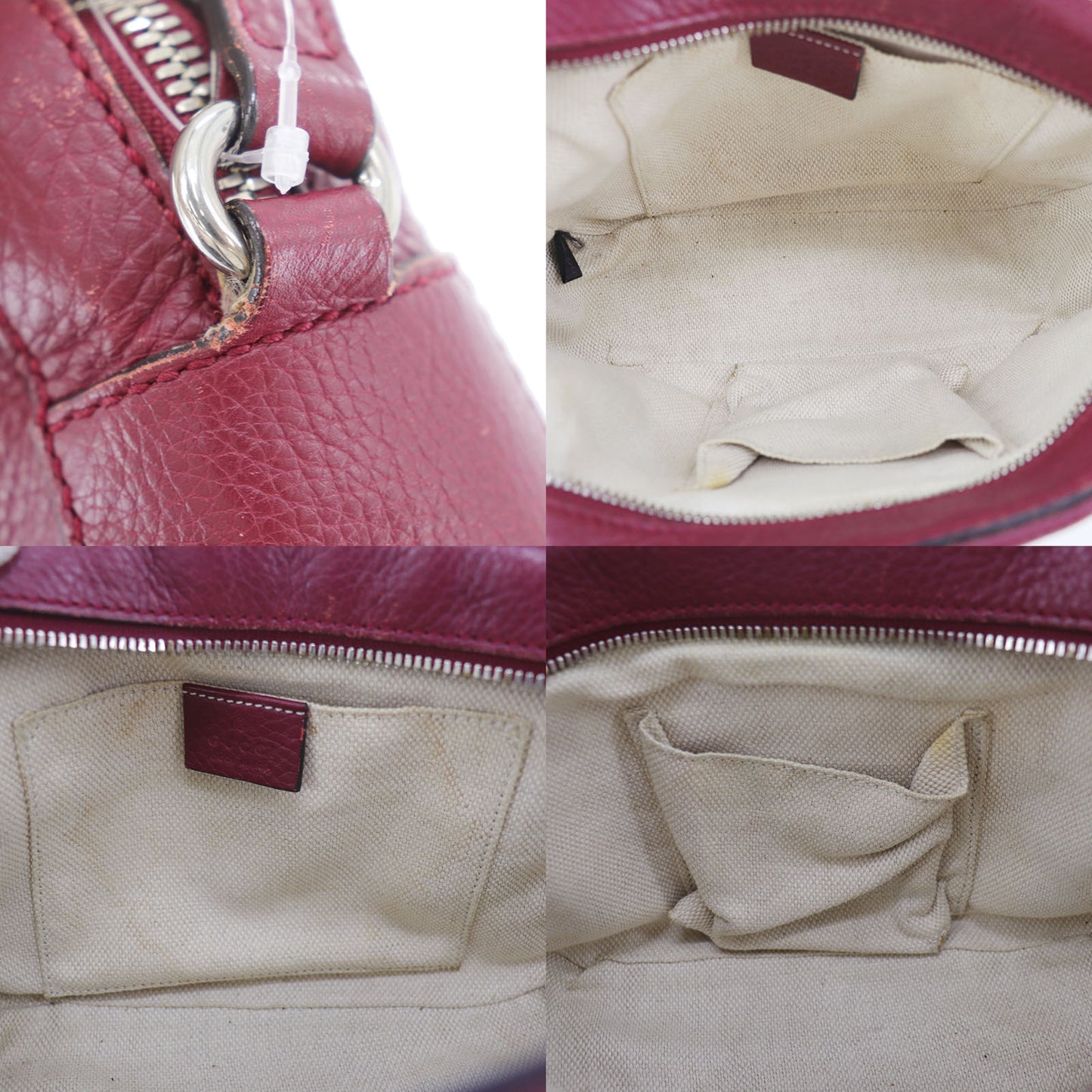 GUCCI Studded Soho Disco Crossbody Shoulder Bag Bordeaux Leather #AG432