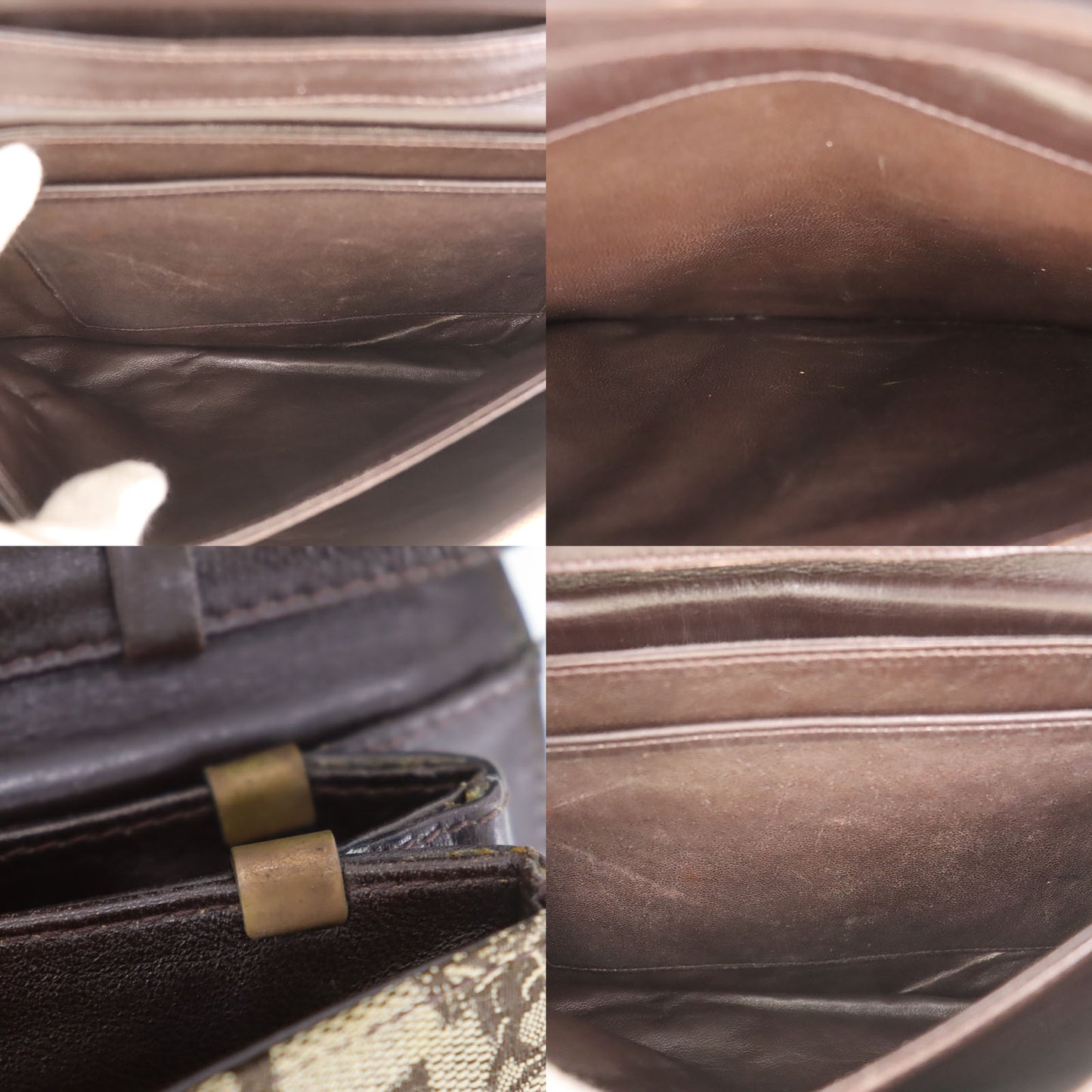 CELINE C Macadam Pattern Shoulder Bag Clutch Brown Beige Canvas #AH81