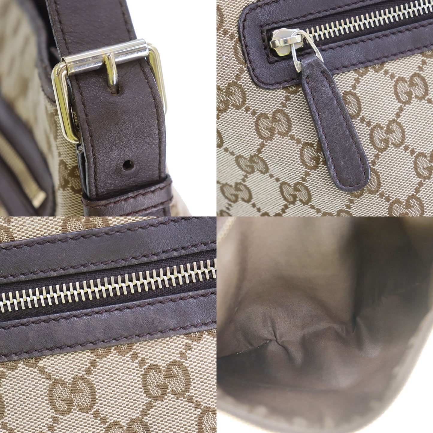 GUCCI Original GG Canvas Crossbody Shoulder Bag Brown #CS801