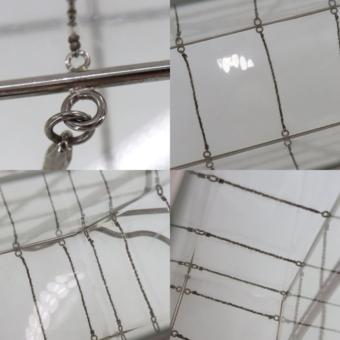 CHANEL Acrylic Beads Snake Chain Shoulder Bag Square Clear #AG172