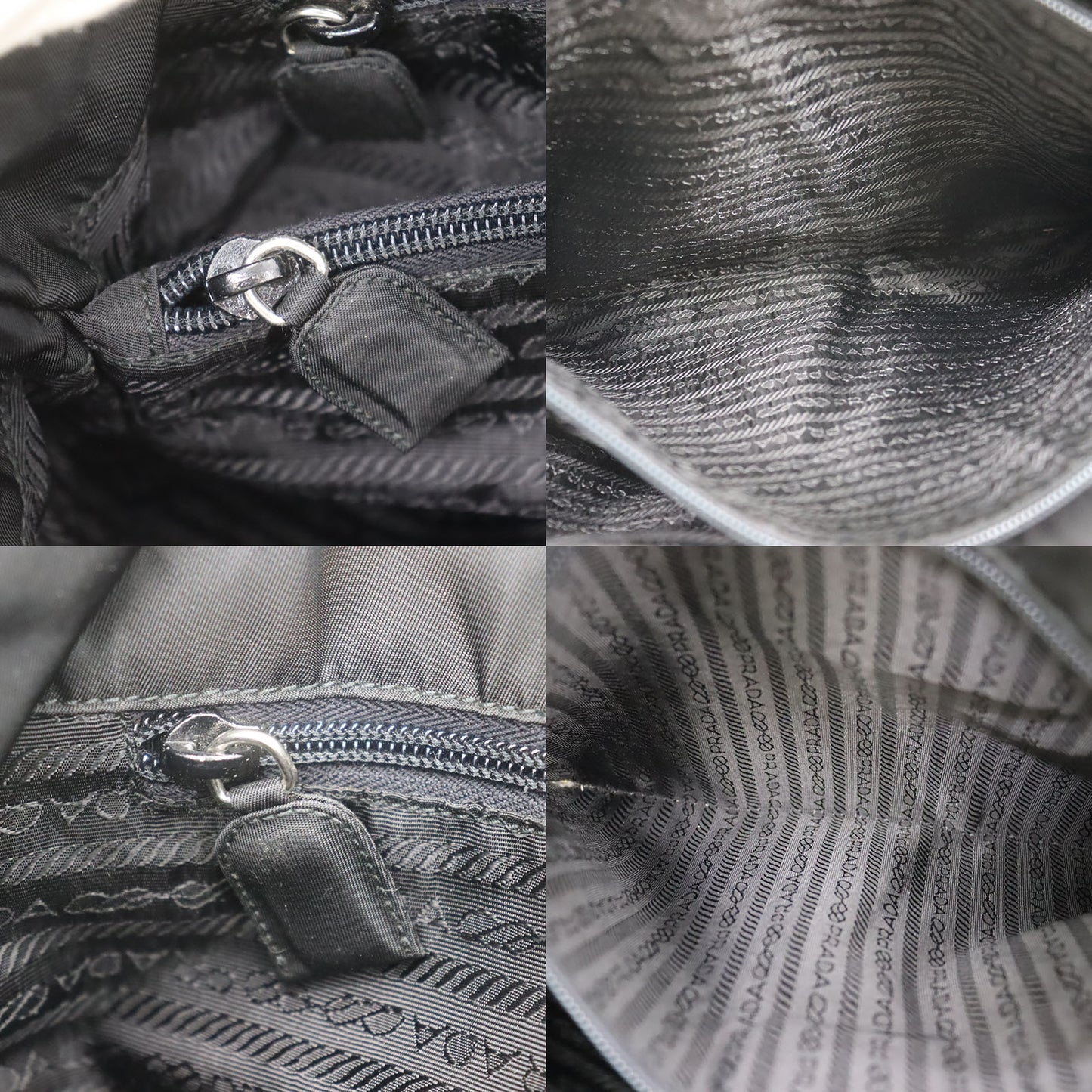 PRADA Logos Shoulder Tote Bag Black Nylon #ED418