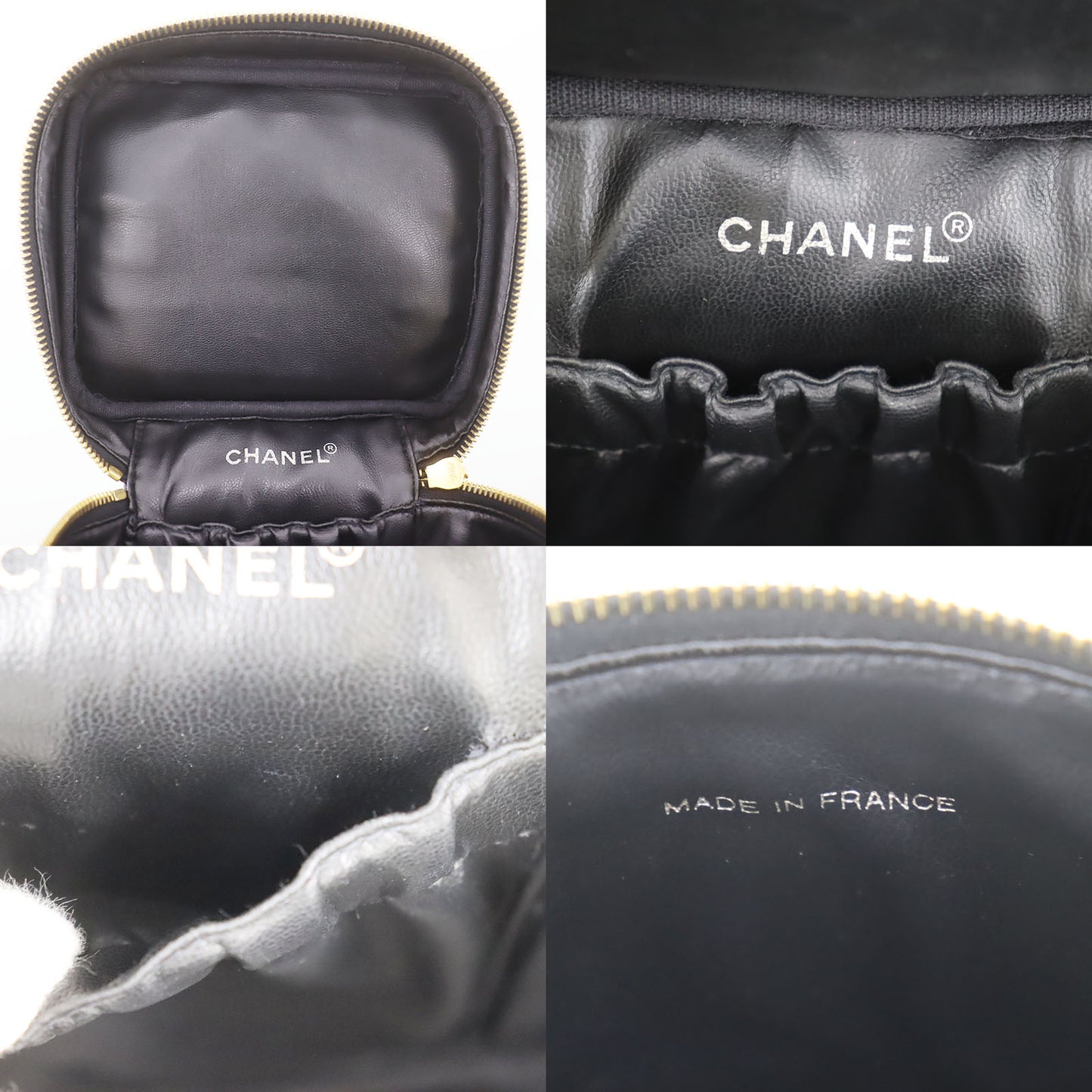 CHANEL CC Handbag Vanity Black Caviar Skin Leather #CK160