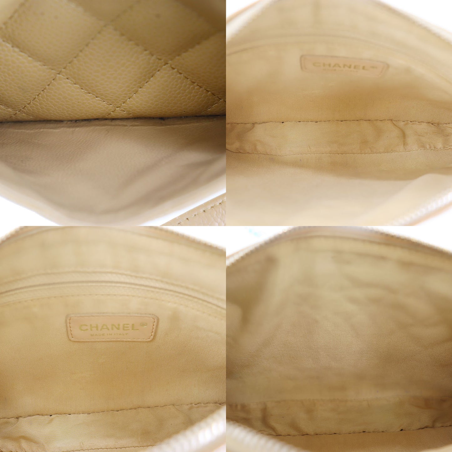CHANEL CC Logo Shoulder Bag Beige Leather #CS561