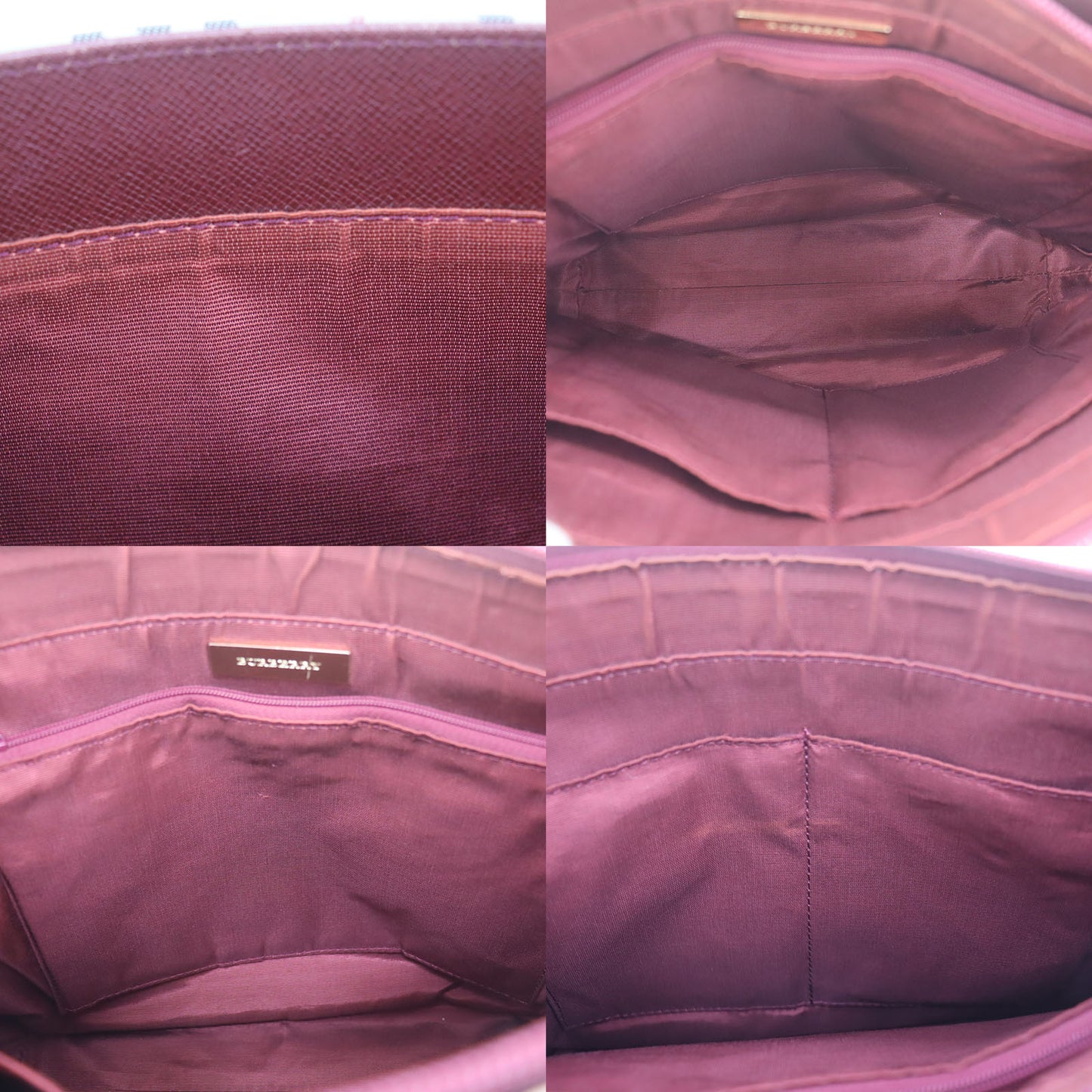 Burberry Nova Check Handbag Beige Bordeaux Canvas #BT778