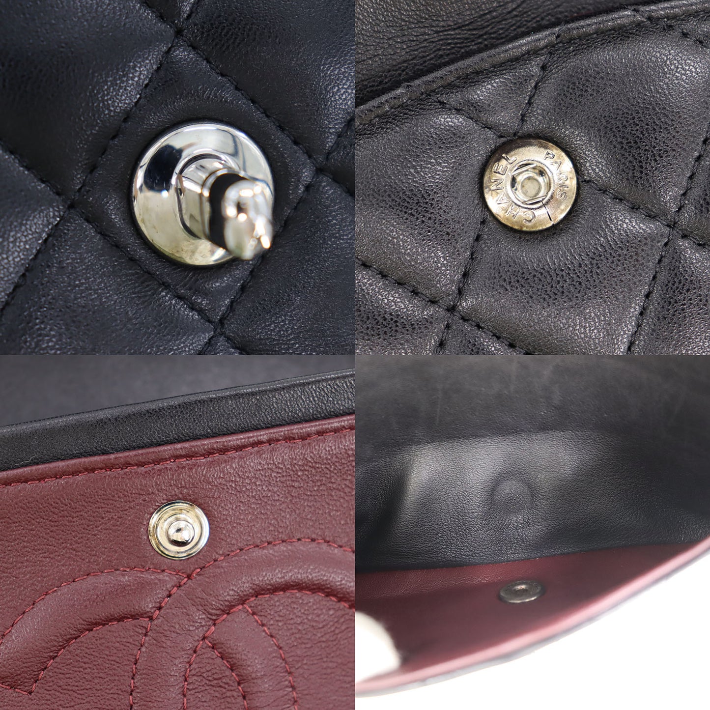 CHANEL Matelasse 25 Double Flap Shoulder Bag Black Lambskin #CJ765