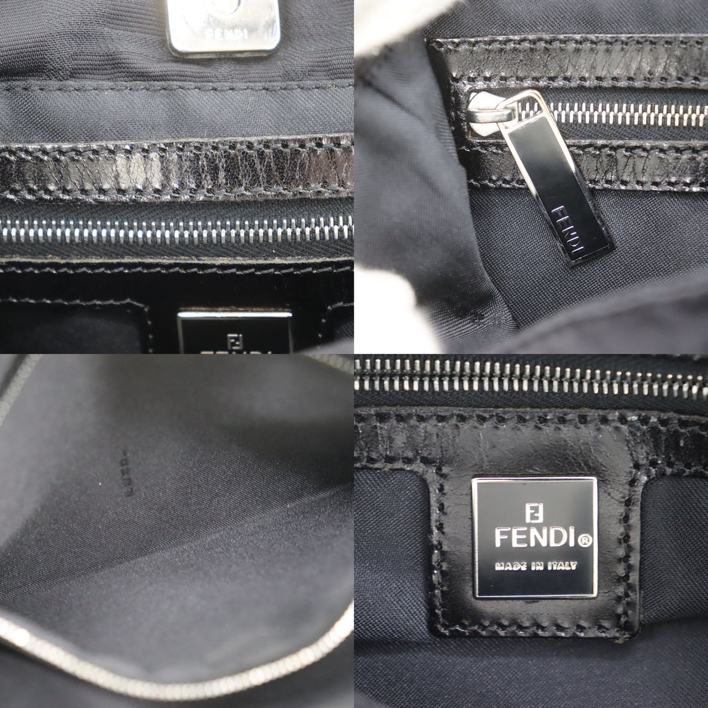FENDI Zucca Shoulder Handbag Black Canvas #AG704