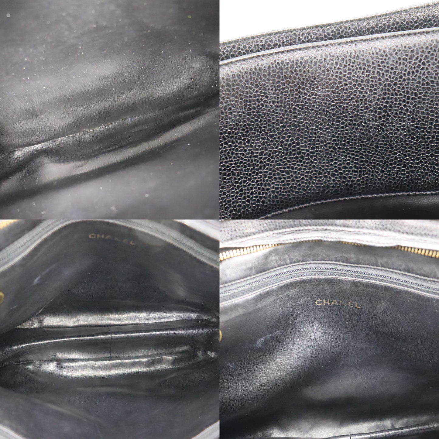 CHANEL CC Shoulder Bag Black Caviar Skin Leather #CG492
