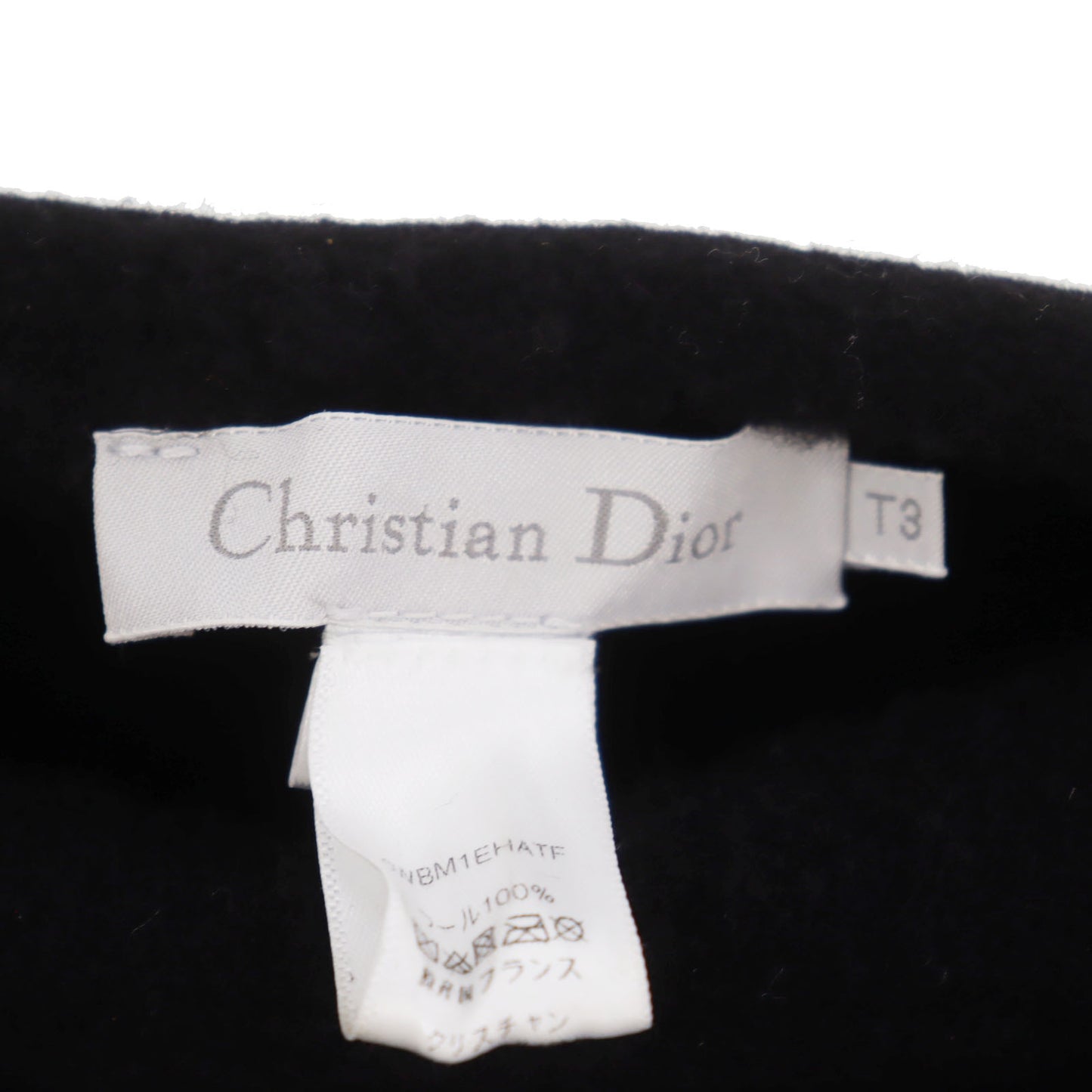 Christian Dior Beret Preschoolers Hat 100% Wool Black Kids T3 #CO56