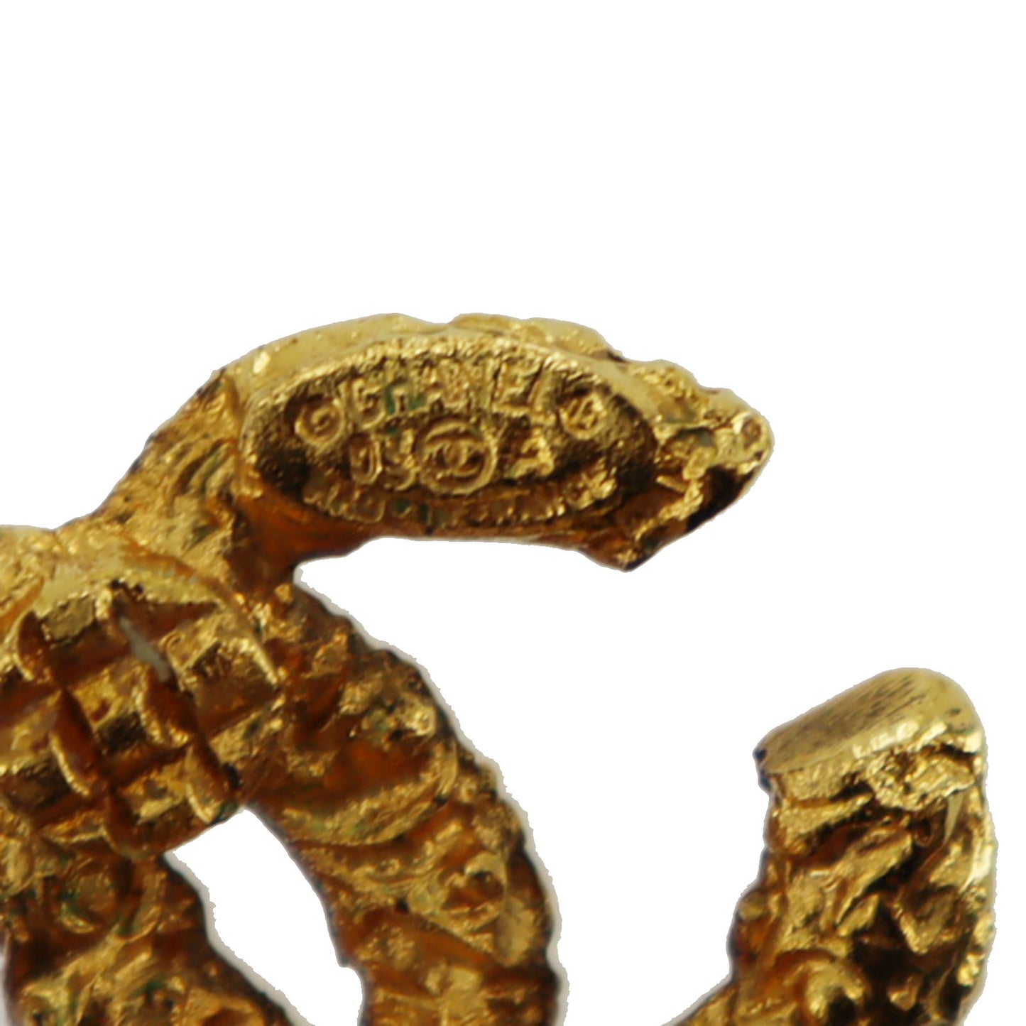 CHANEL CC Logos Earrings Gold Clip-On Vintage 03A #AG849