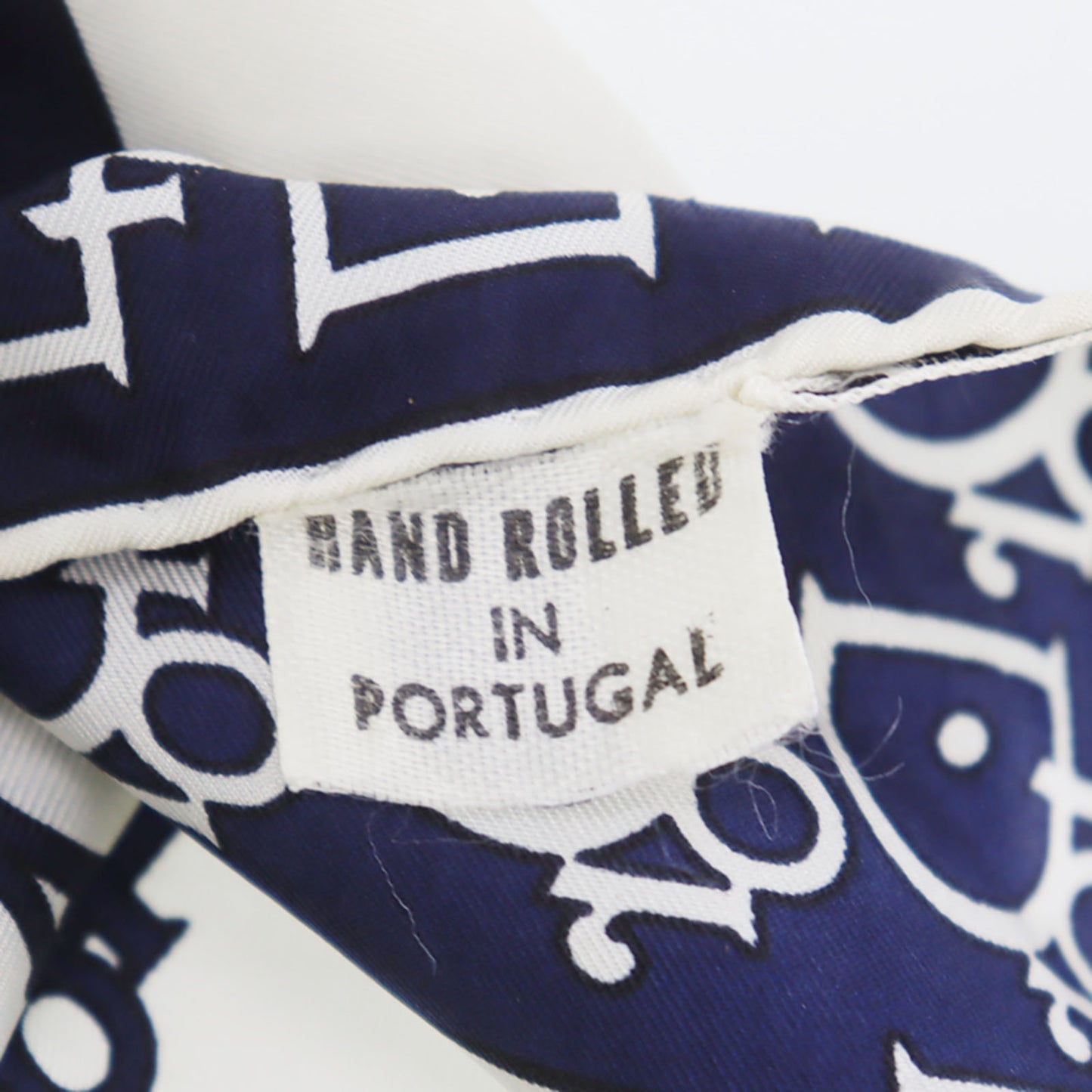 Christian Dior Logos Silk Scarf Navy White #ED37