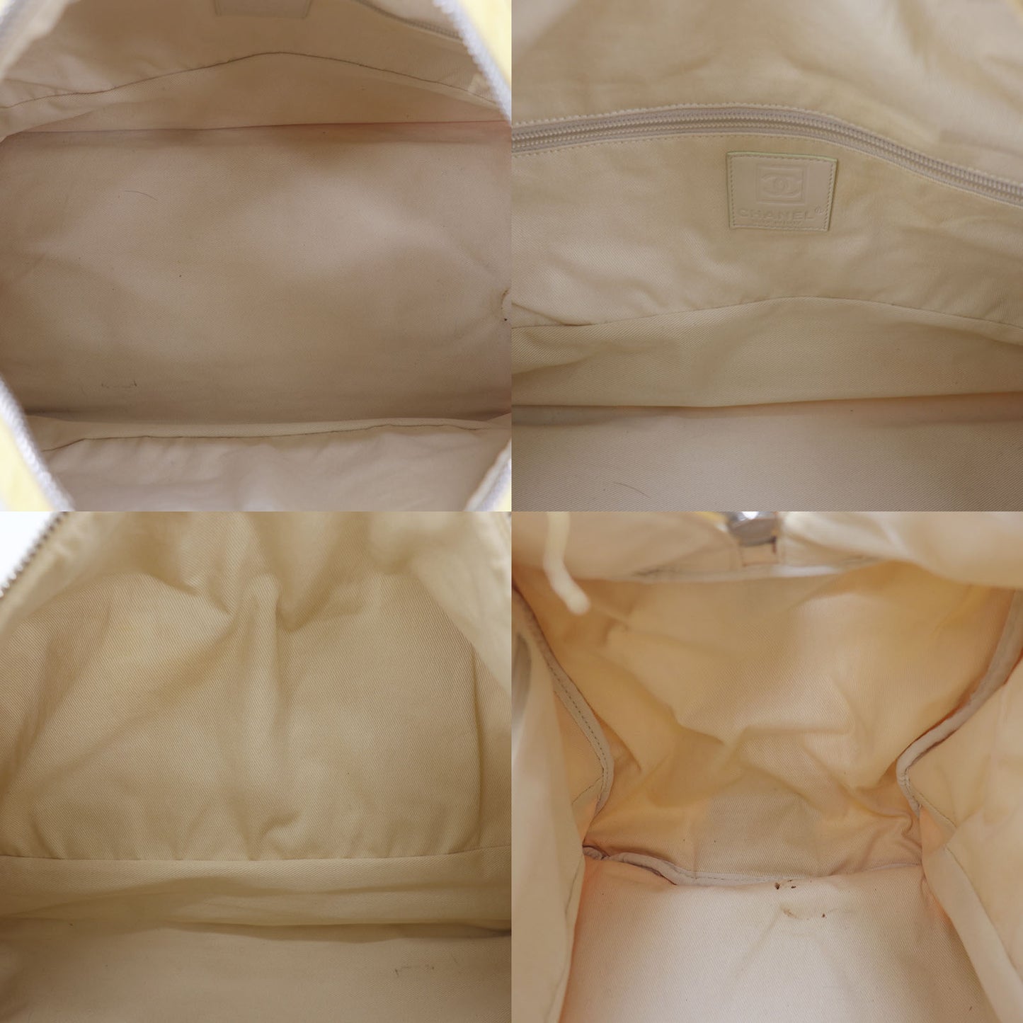 CHANEL Sports Line Boston Bag Beige Yellow Canvas #EF363
